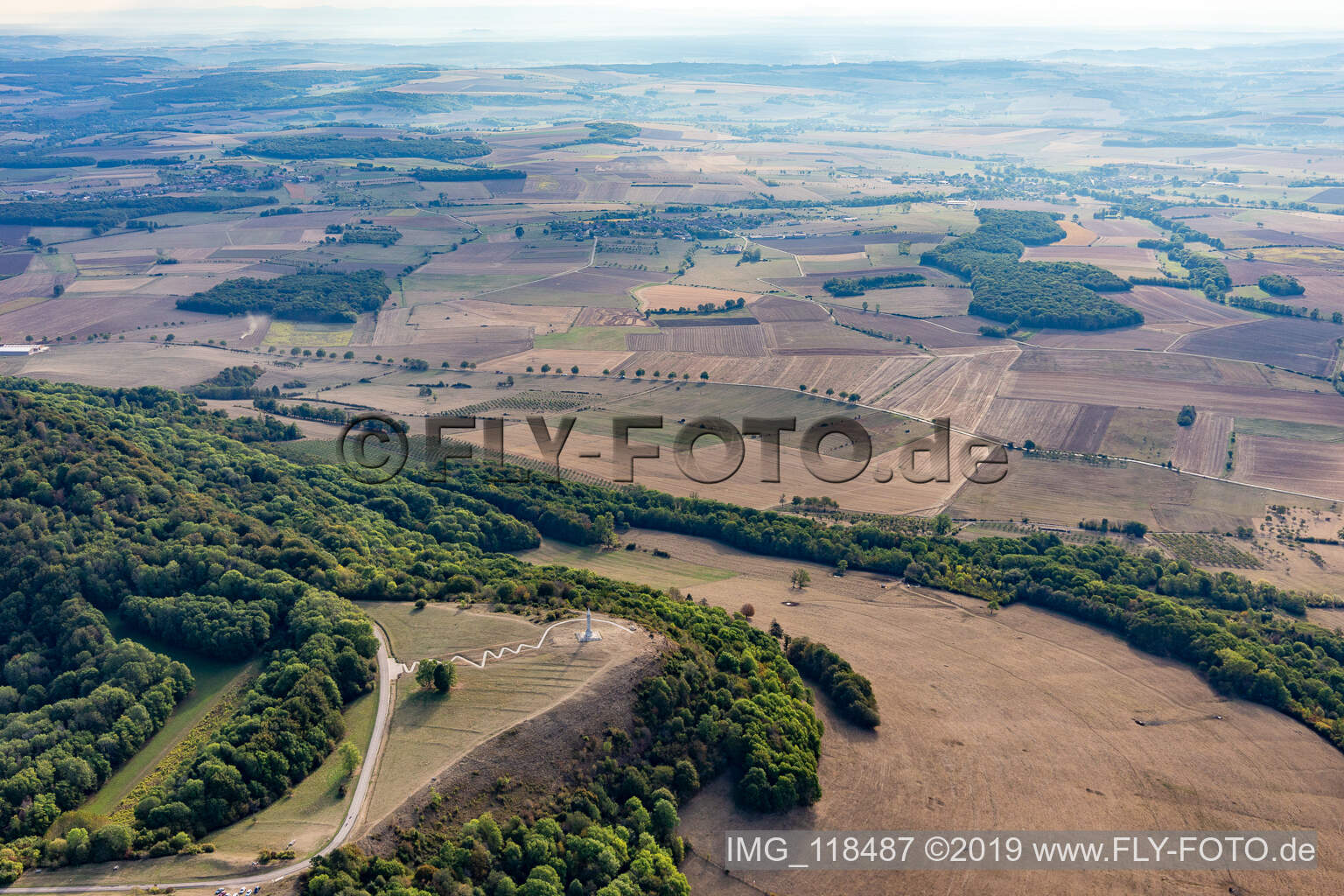 Aerial view of Colline de Sion in Vaudémont in the state Meurthe et Moselle, France