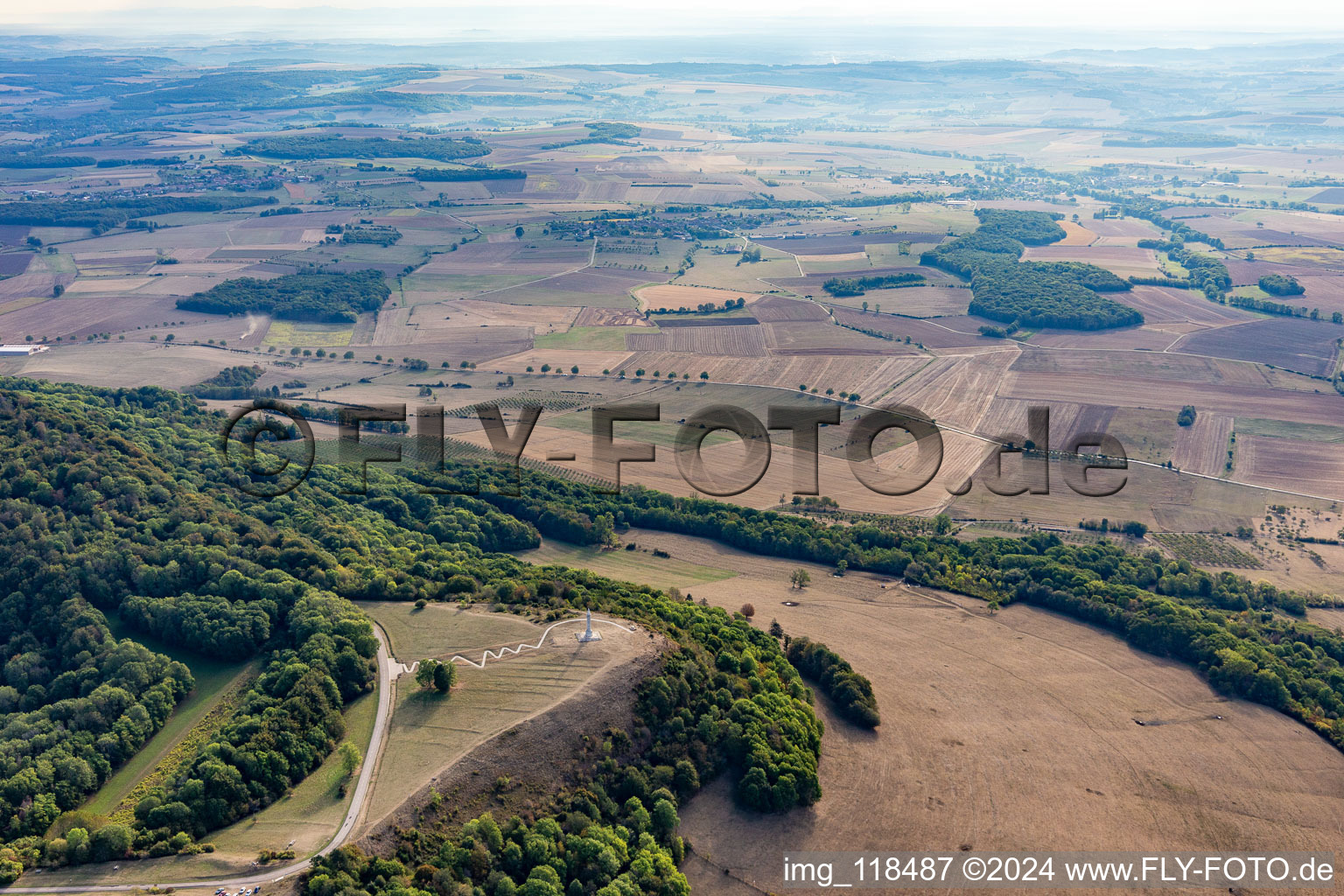 Aerial view of Colline de Sion in Vaudémont in the state Meurthe et Moselle, France