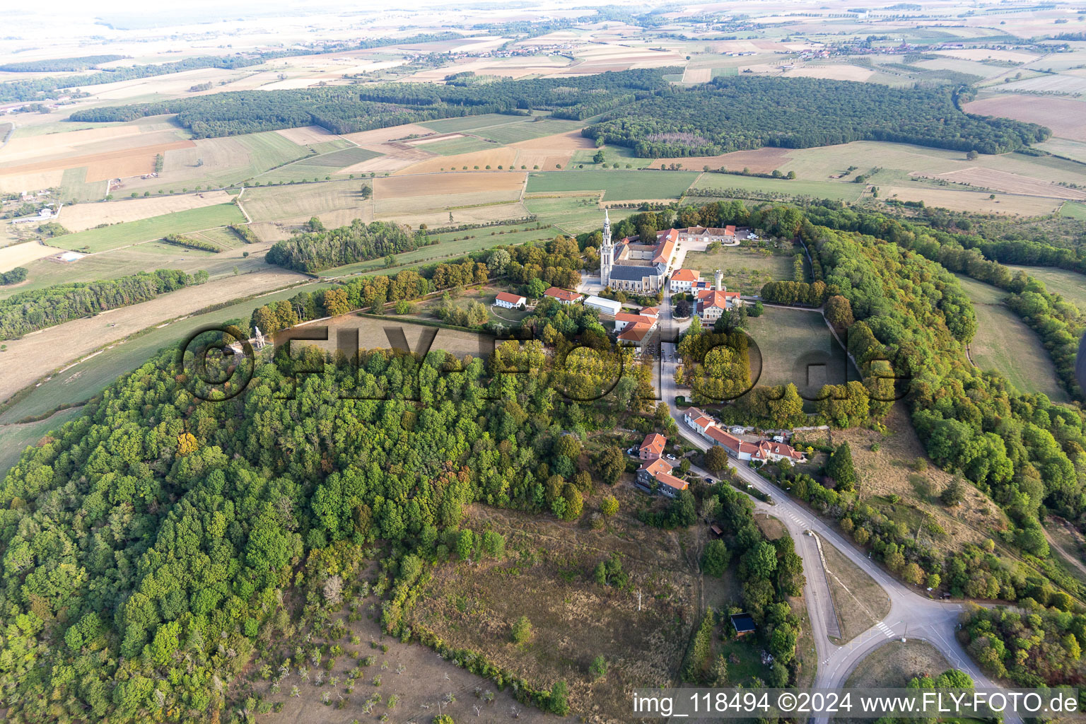 Basilica of Sion in Saxon-Sion in the state Meurthe et Moselle, France from the drone perspective