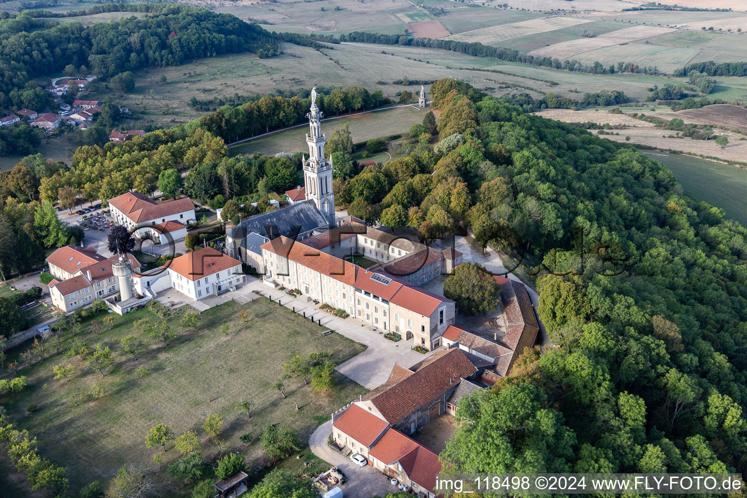 Aerial view of Basilica of Sion in Saxon-Sion in the state Meurthe et Moselle, France