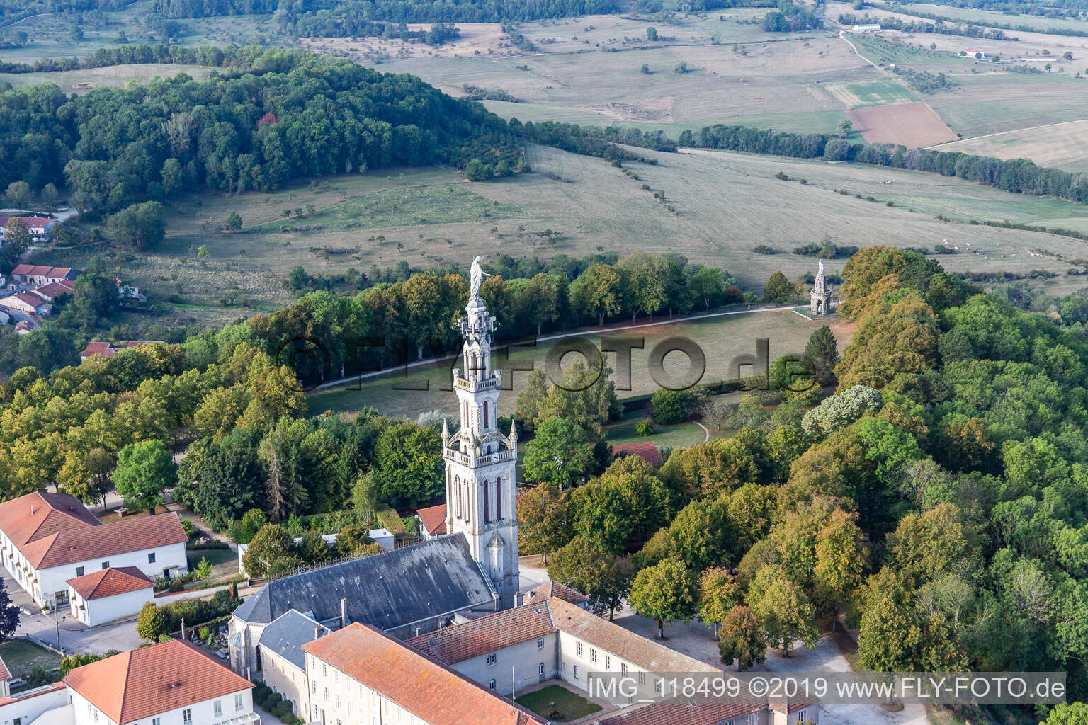 Aerial photograpy of Basilica of Sion in Saxon-Sion in the state Meurthe et Moselle, France