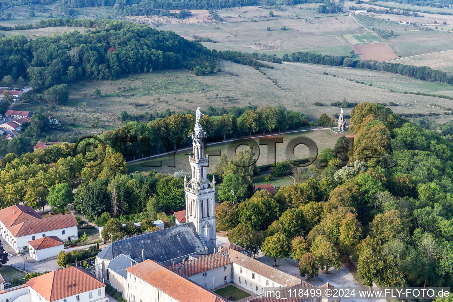 Aerial photograpy of Basilica of Sion in Saxon-Sion in the state Meurthe et Moselle, France