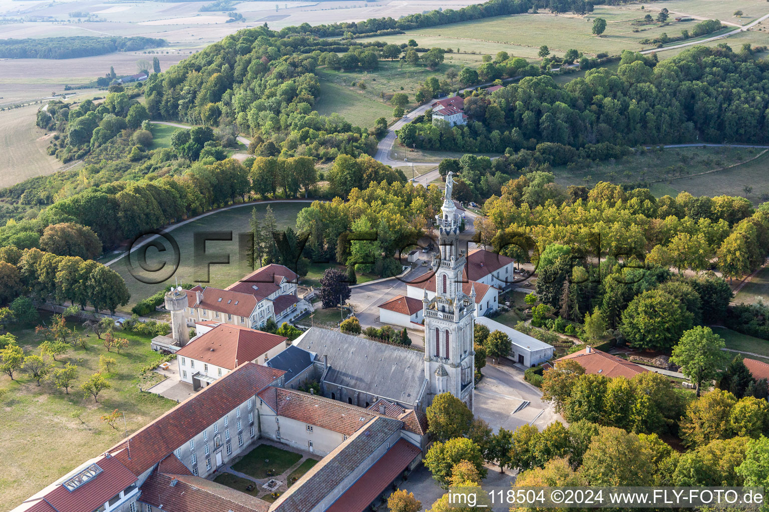 Basilica of Sion in Saxon-Sion in the state Meurthe et Moselle, France out of the air