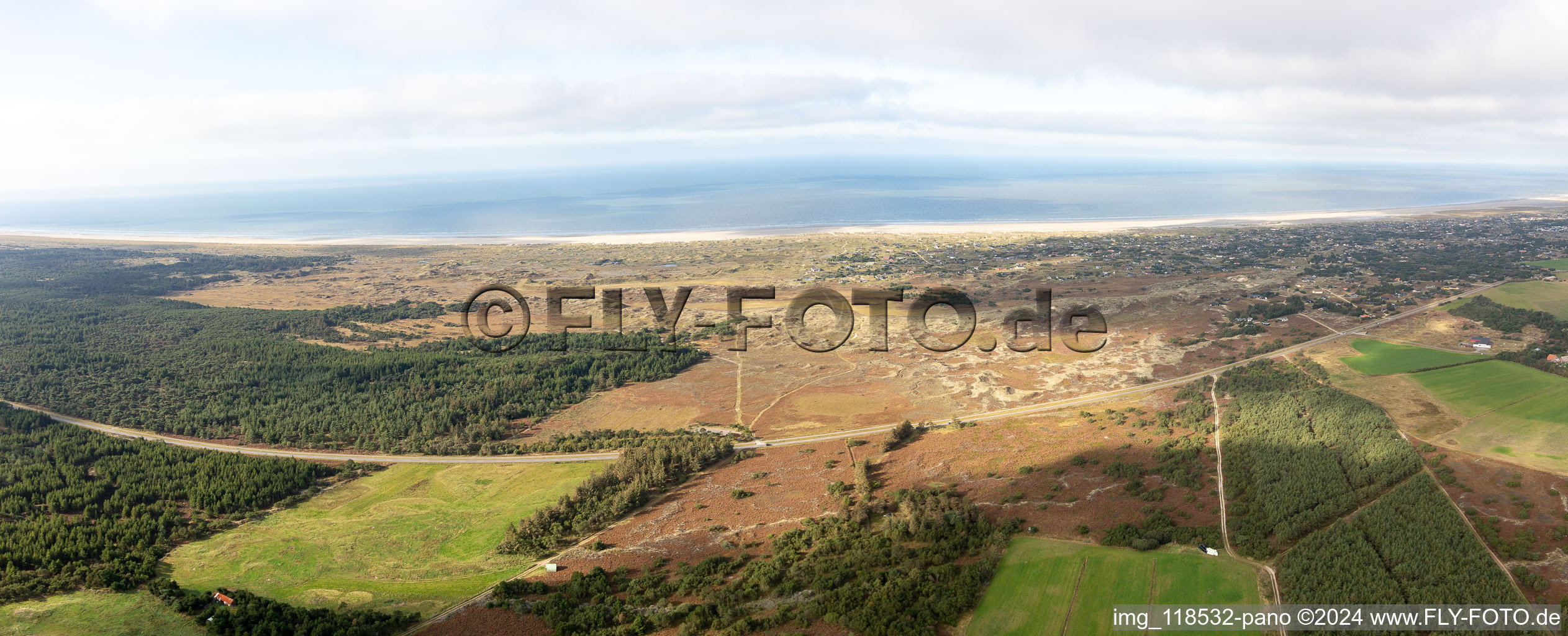 Aerial view of Fanø in the state South Denmark, Denmark