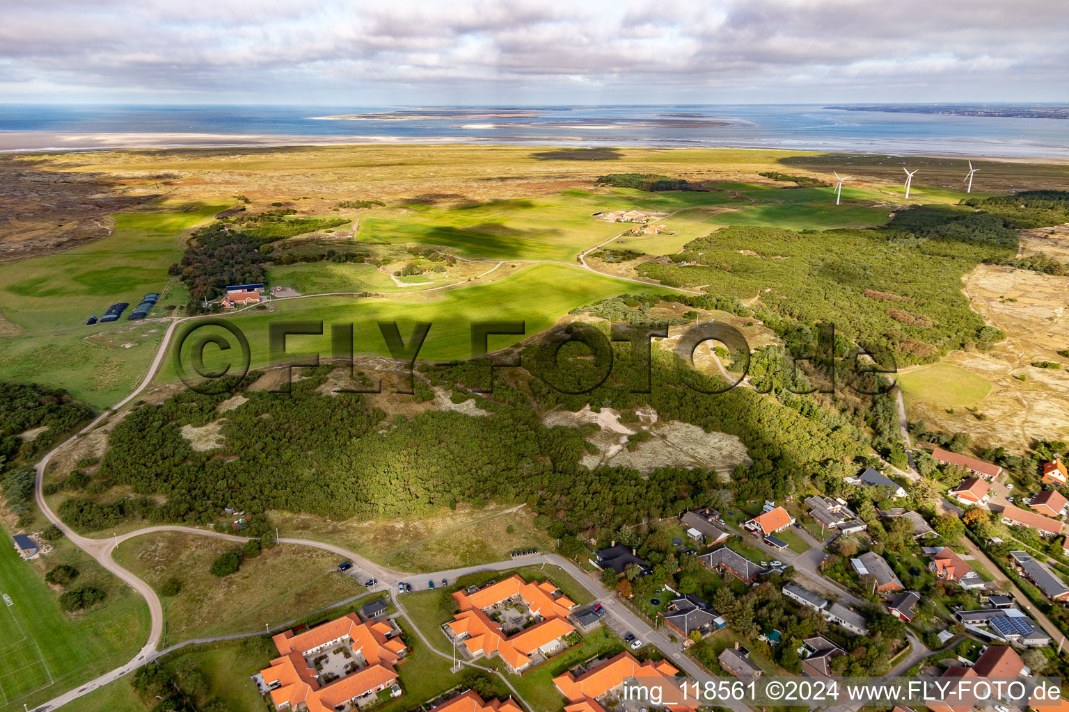 Bird's eye view of Fanø in the state South Denmark, Denmark