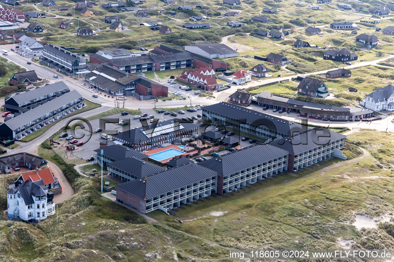 Complex of the hotel building Fanoe Bad/Strand in Fanoe in Syddanmark, Denmark