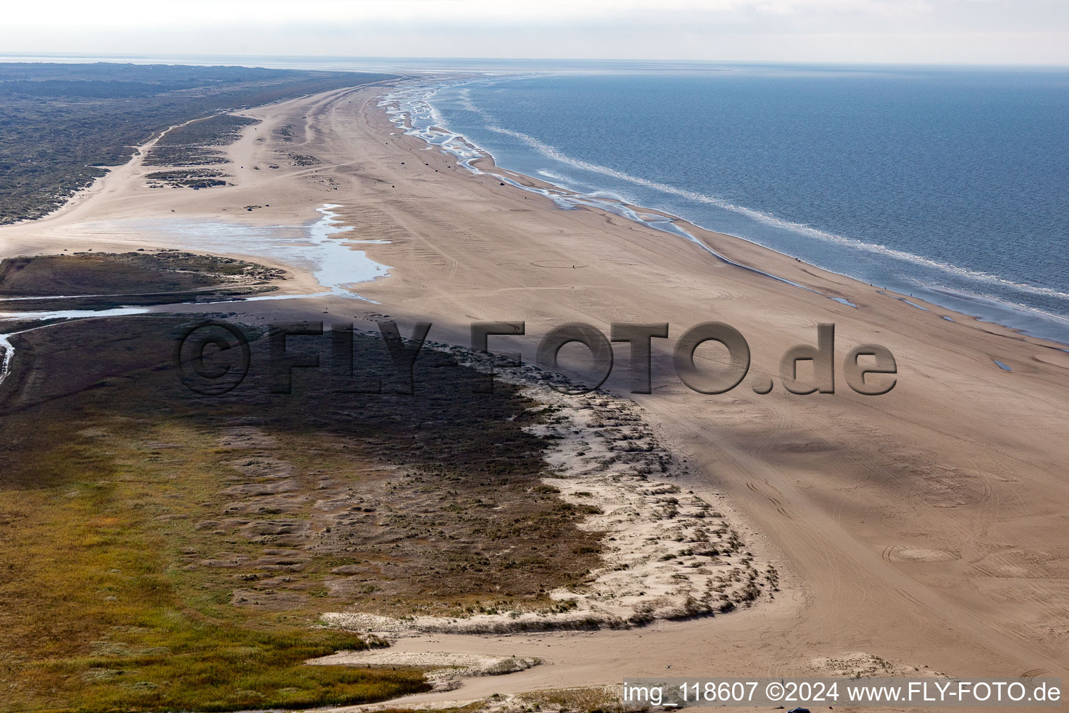 Aerial view of Fanø in the state South Denmark, Denmark