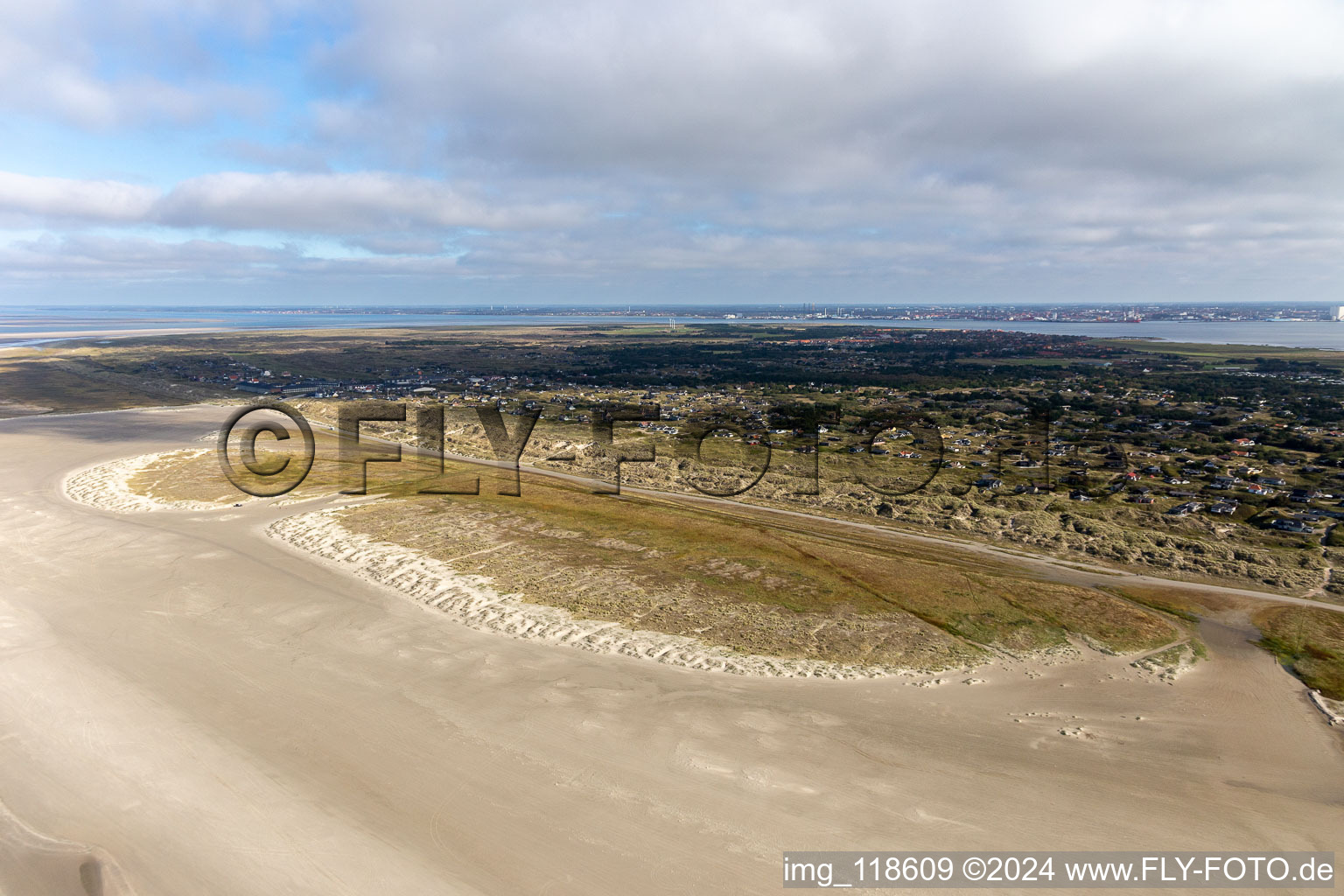 Oblique view of Fanø in the state South Denmark, Denmark