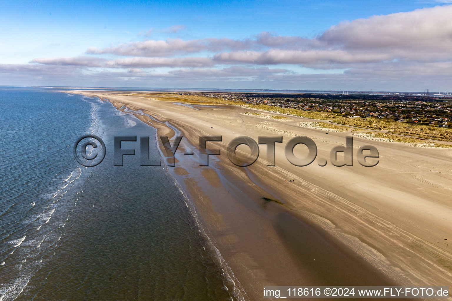 Beach landscape along the West coast of Northsea island in Fanoe in, Denmark