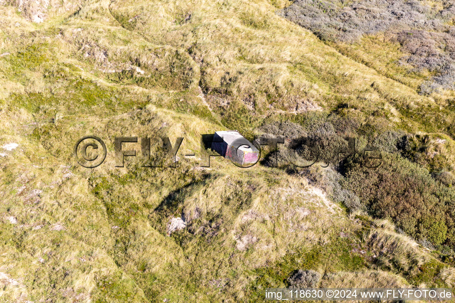 Bunker in the dunes in Fanø in the state South Denmark, Denmark