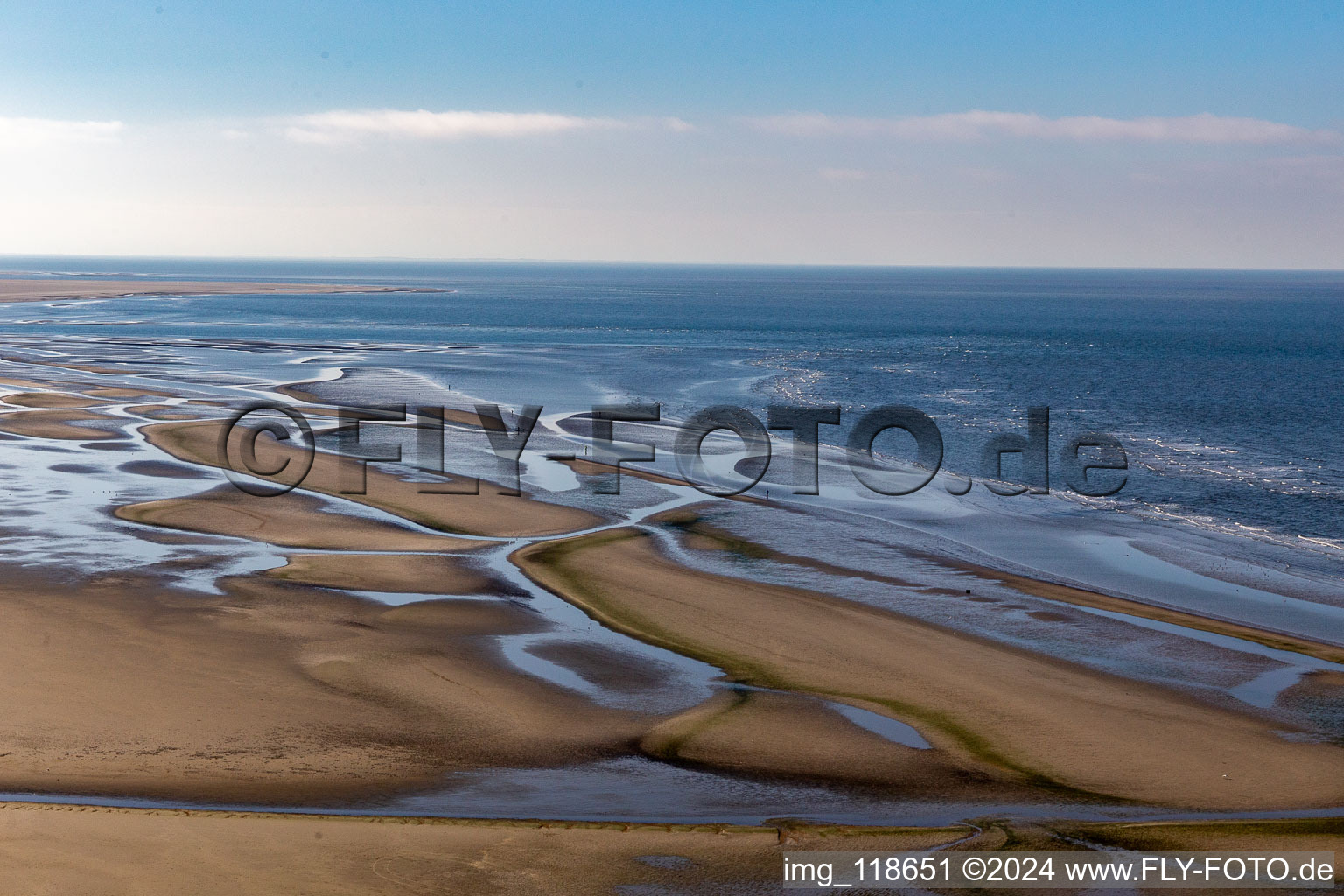 West coast at low tide in Fanø in the state South Denmark, Denmark out of the air