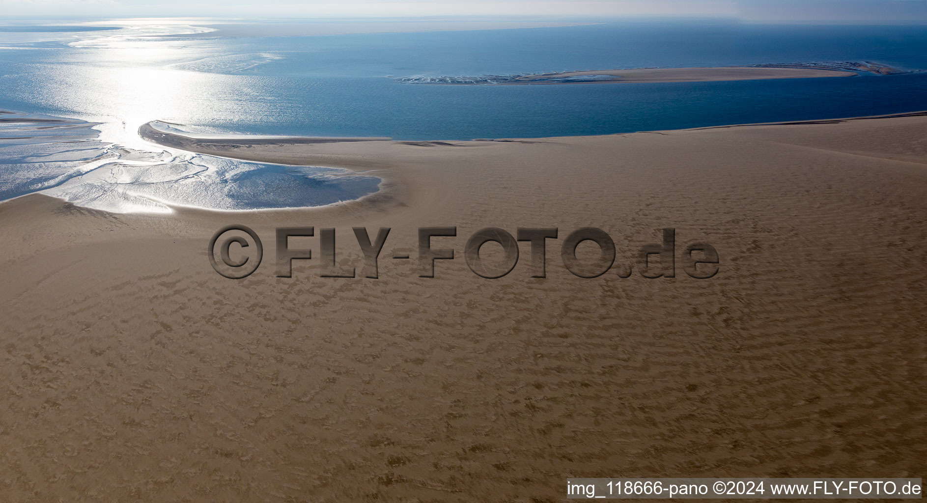 Sandbank area at low water in the north sea in Fanoe in Syddanmark, Denmark