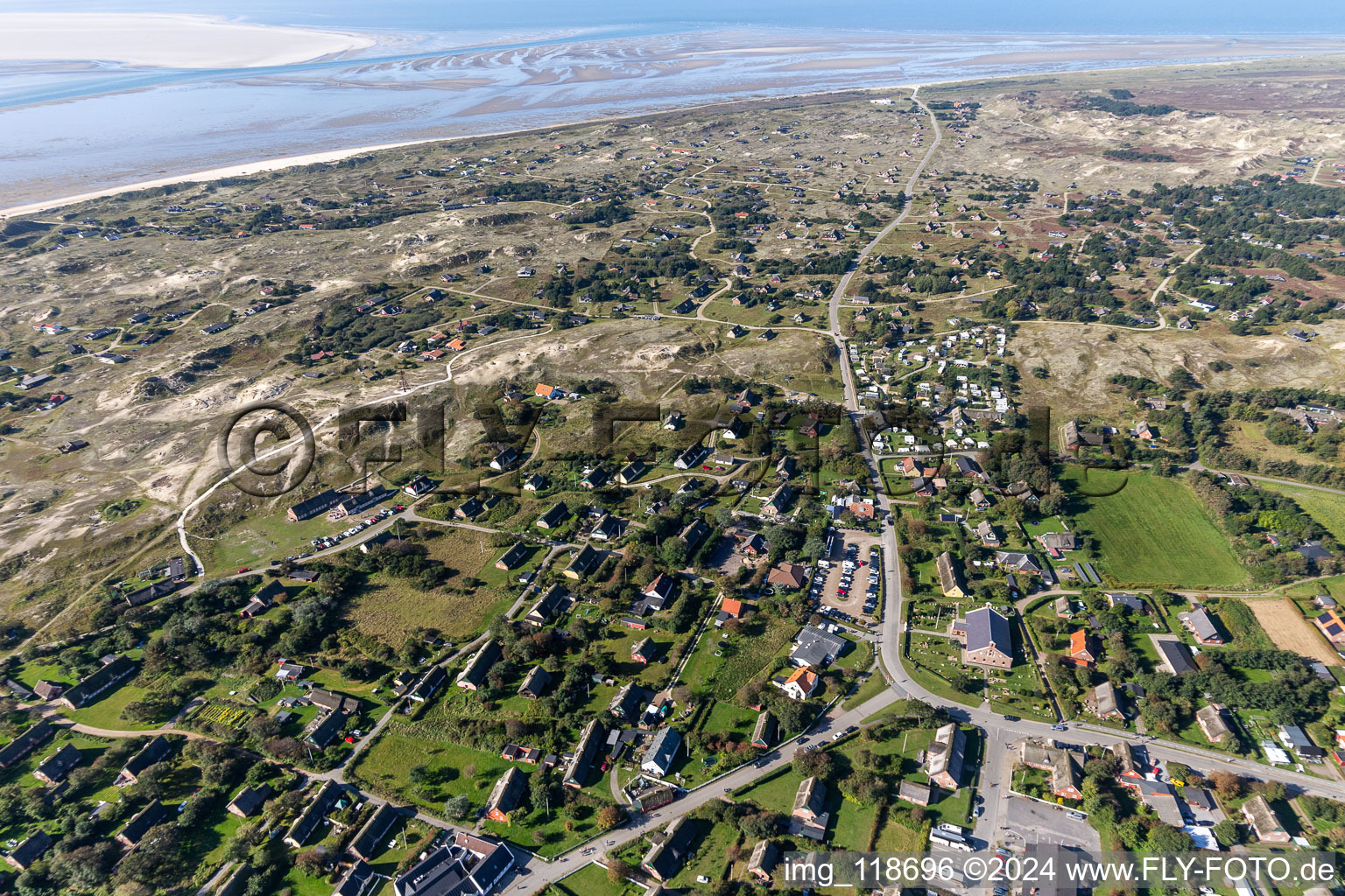 Aerial view of Fanø in the state South Denmark, Denmark