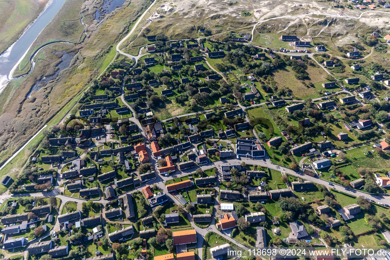 Oblique view of Fanø in the state South Denmark, Denmark