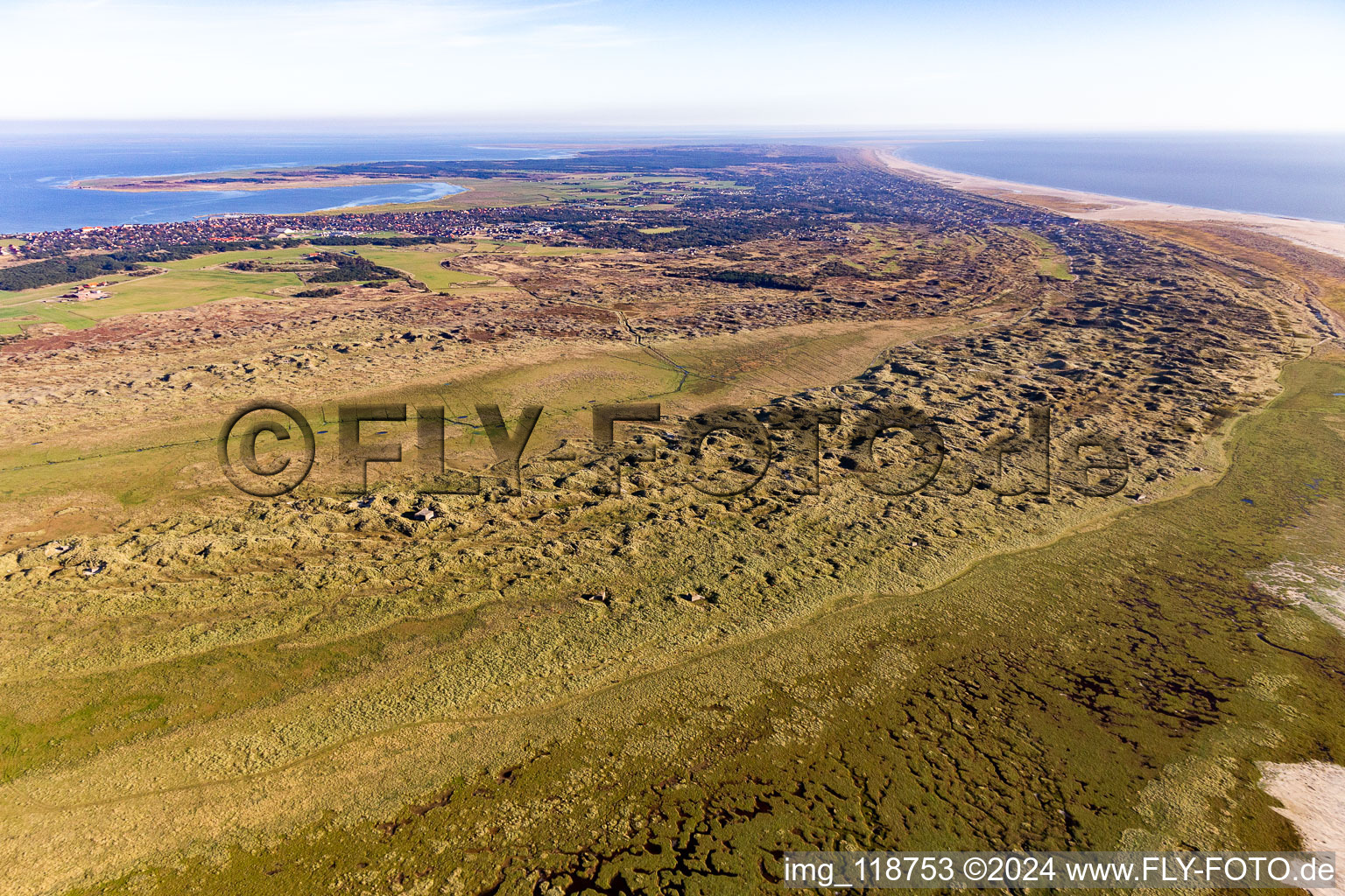 Aerial photograpy of Wadden Sea National Park in Fanø in the state South Denmark, Denmark