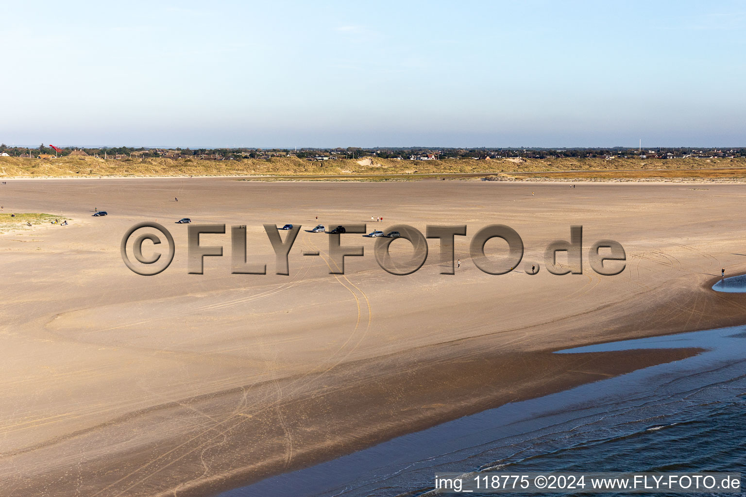 Aerial photograpy of Fanoe Bath Beach in Fanø in the state South Denmark, Denmark