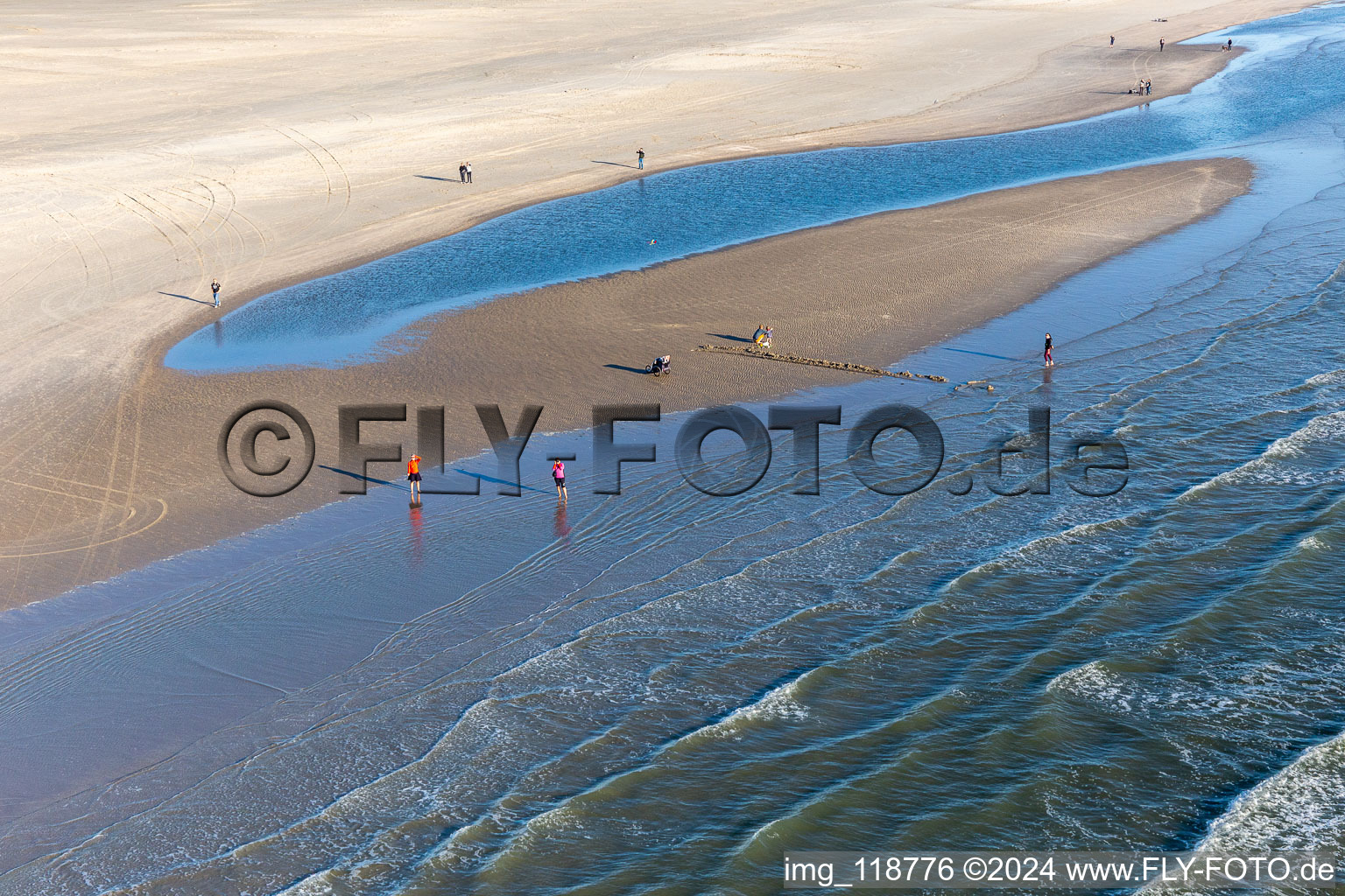 Oblique view of Fanoe Bath Beach in Fanø in the state South Denmark, Denmark