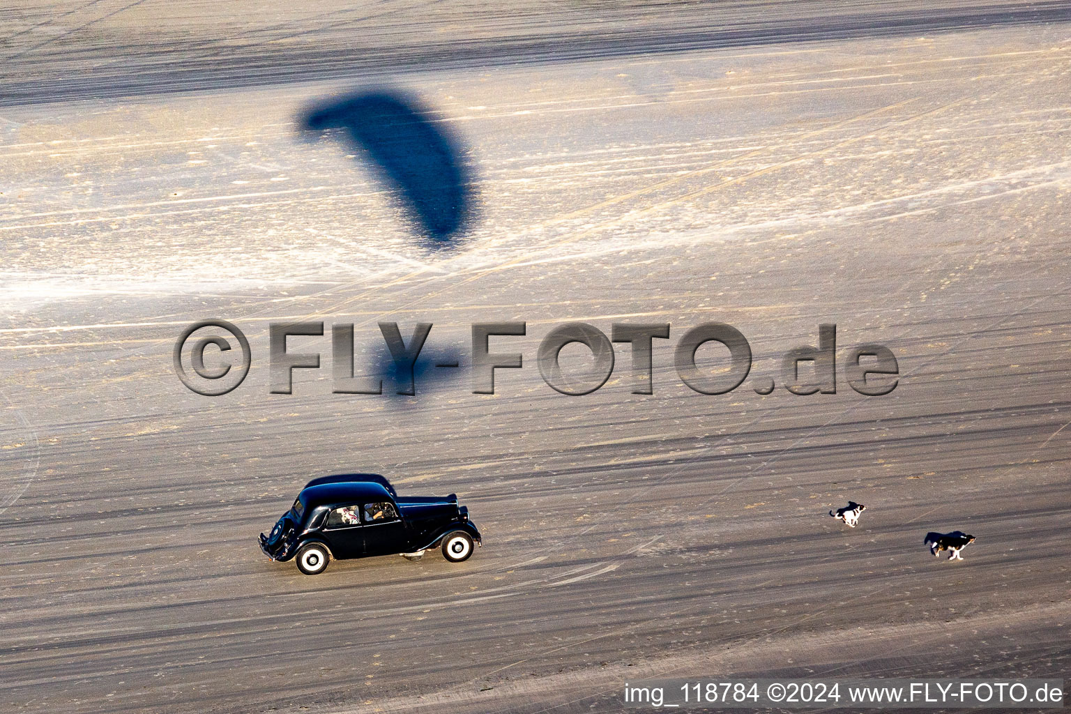 Aerial view of Beach landscape along the at the North Sea in Fanoe in Syddanmark, Denmark