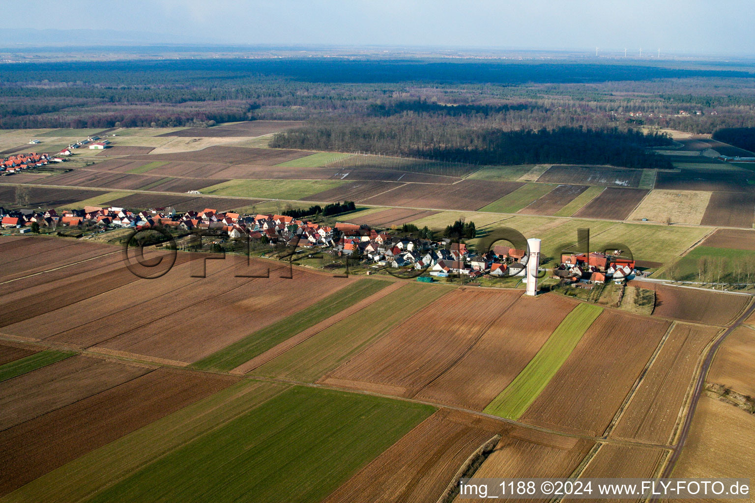 Schleithal in the state Bas-Rhin, France from the plane