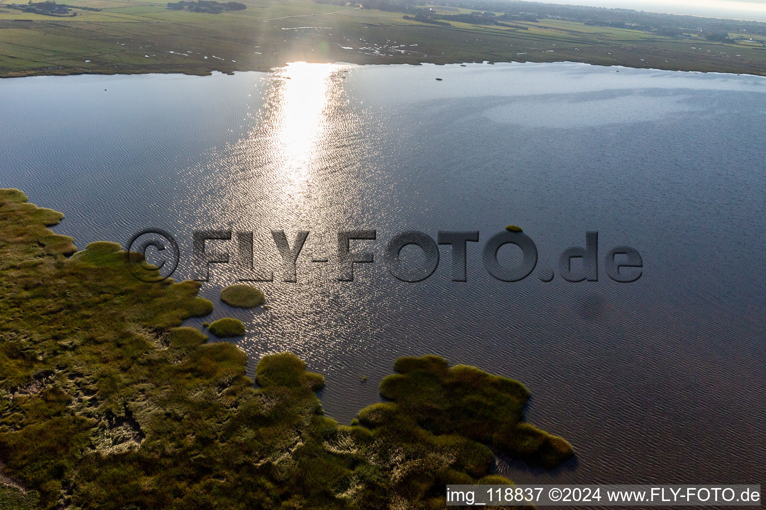 Aerial view of Wadden Sea National Park in Fanø in the state South Denmark, Denmark