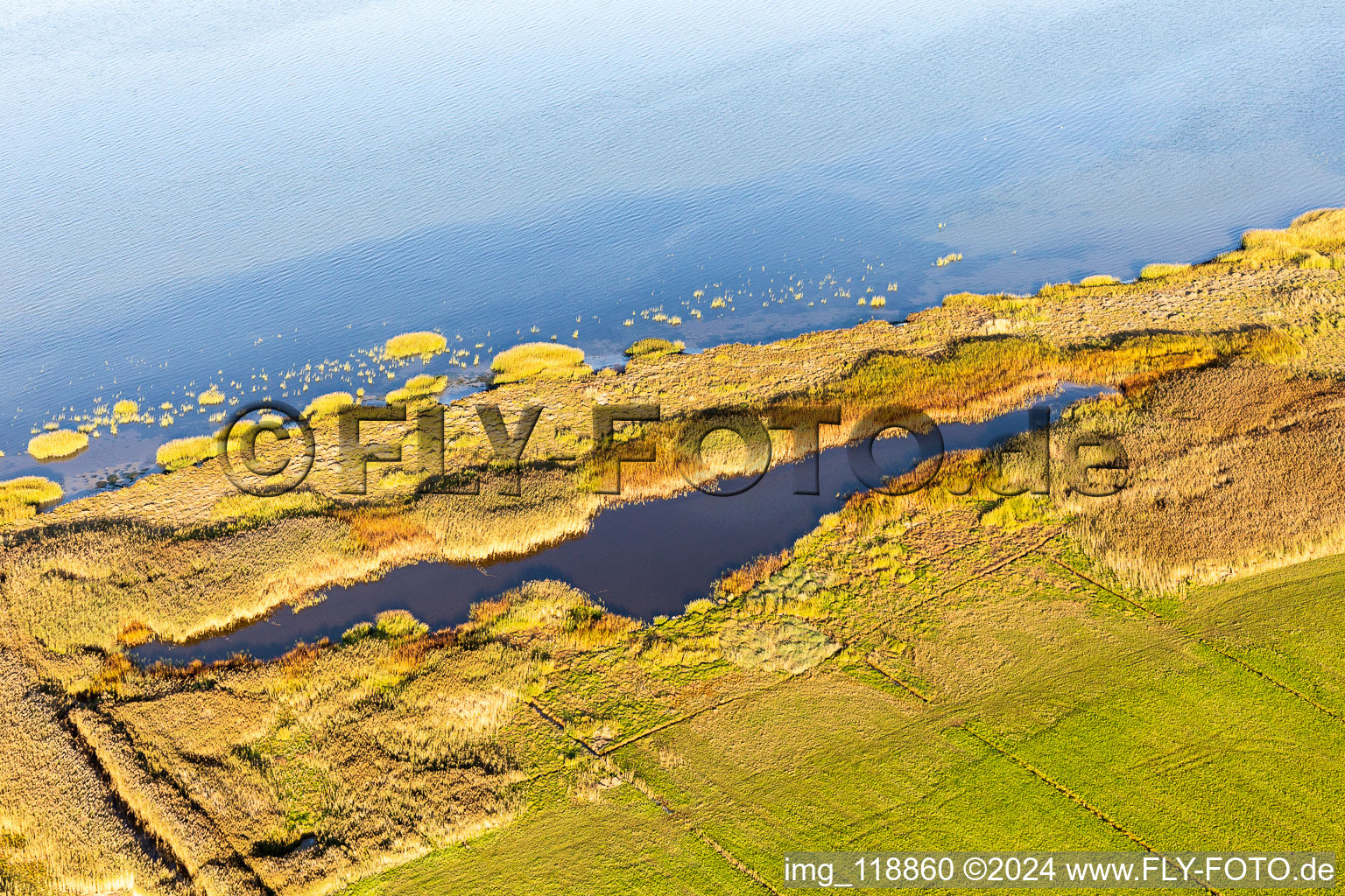 Bird's eye view of Wadden Sea National Park in Fanø in the state South Denmark, Denmark