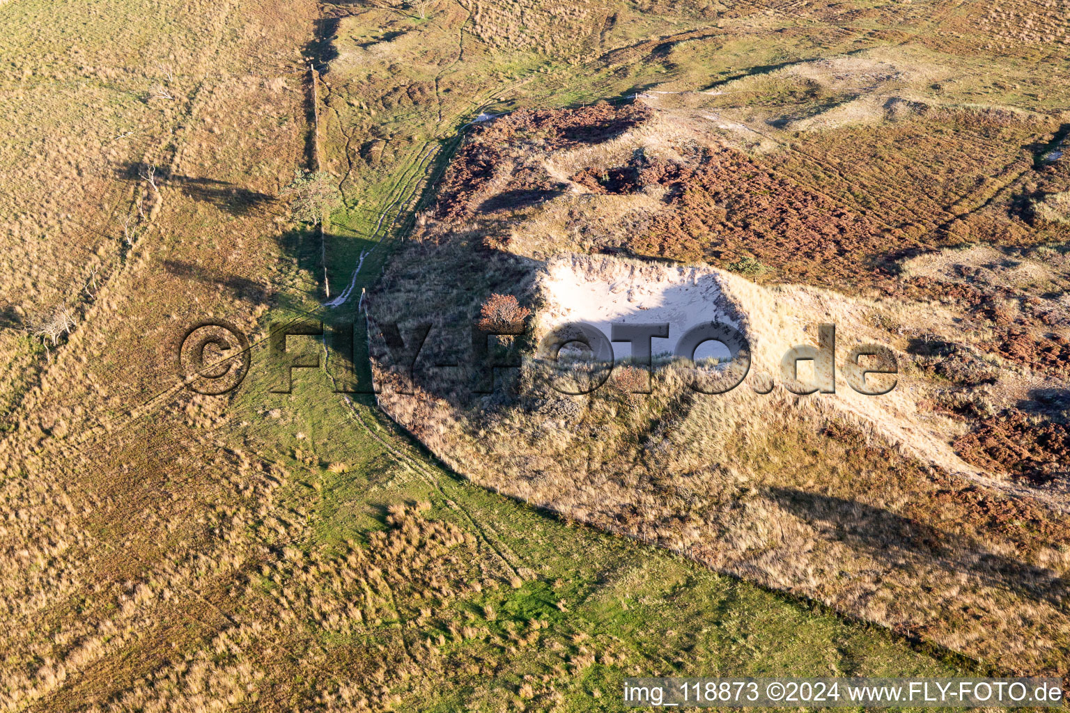 Drone image of Wadden Sea National Park in Fanø in the state South Denmark, Denmark