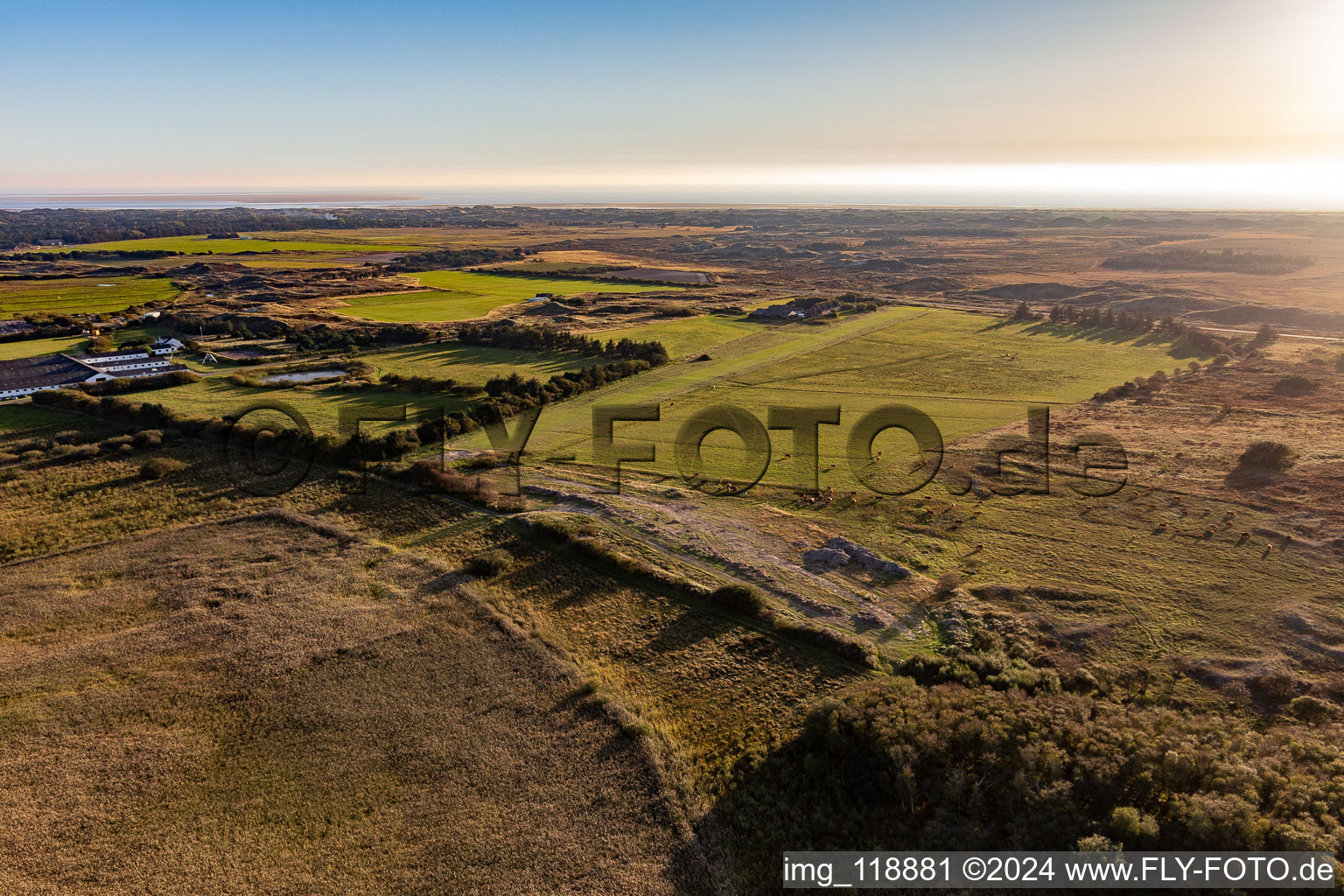 Aerial view of Wadden Sea National Park in Fanø in the state South Denmark, Denmark