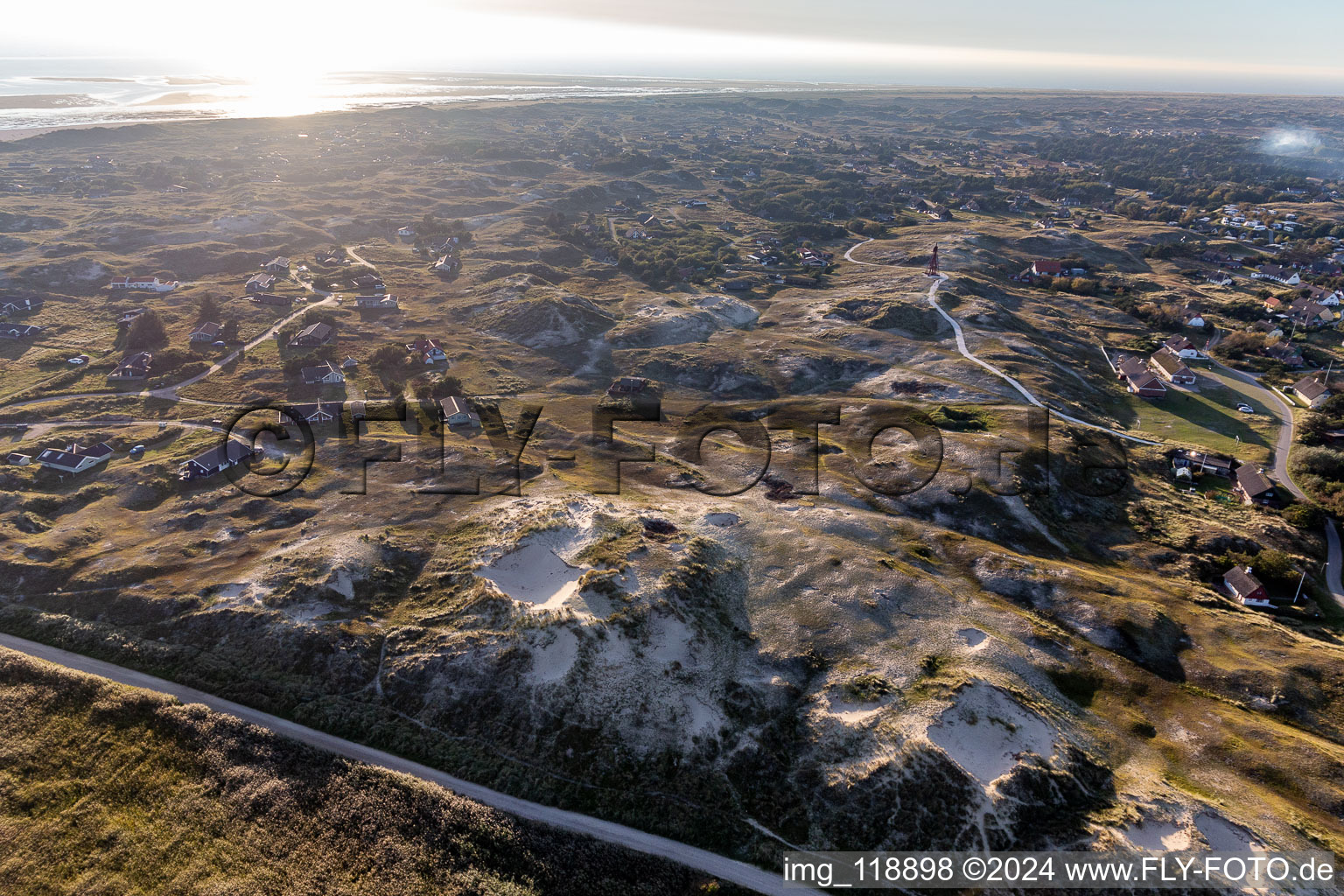 Aerial view of Fanø in the state South Denmark, Denmark