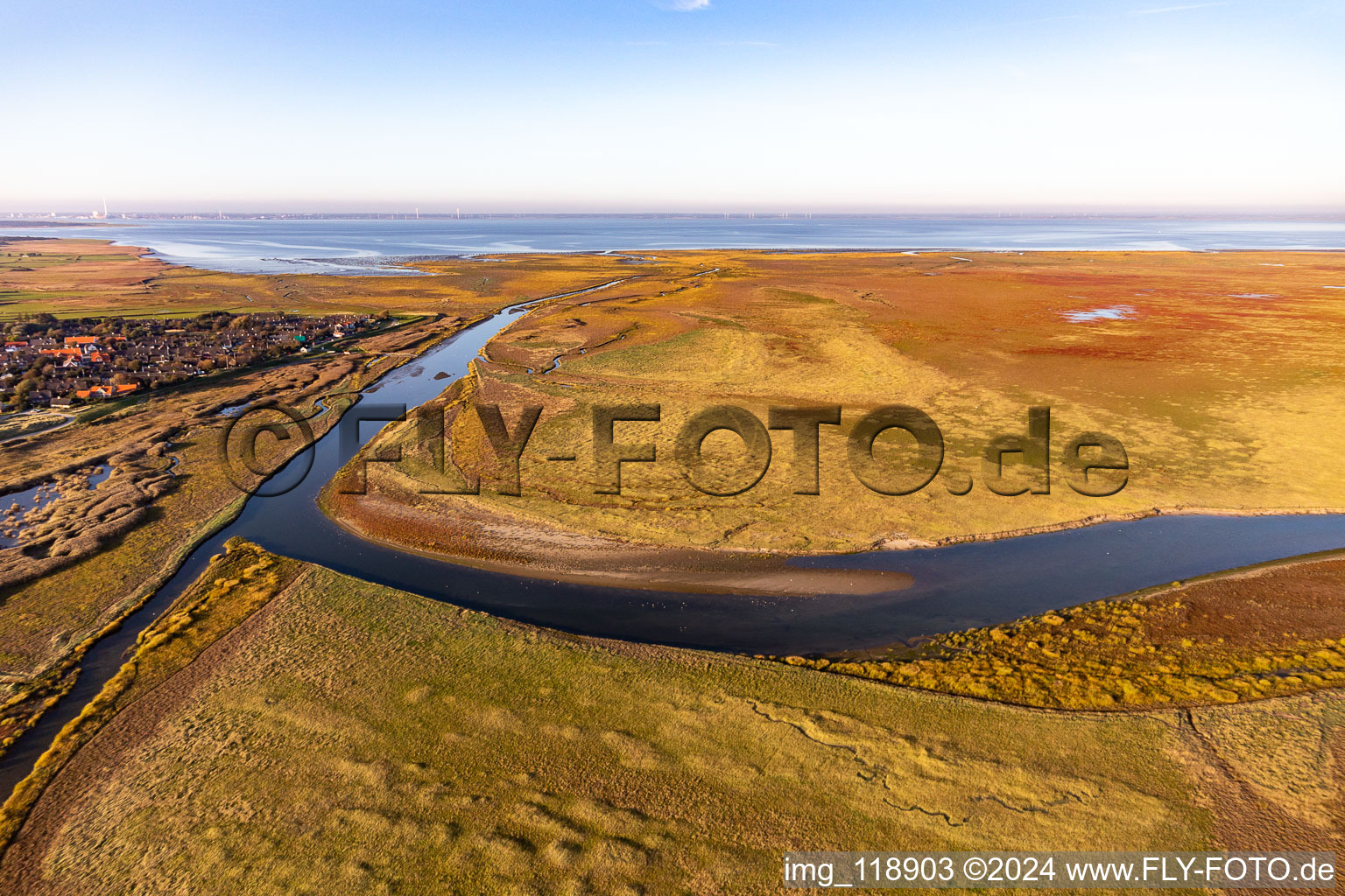 Coast landscape in national-parc wadden sea in Soenderho on the island Fanoe in Syddanmark, Denmark