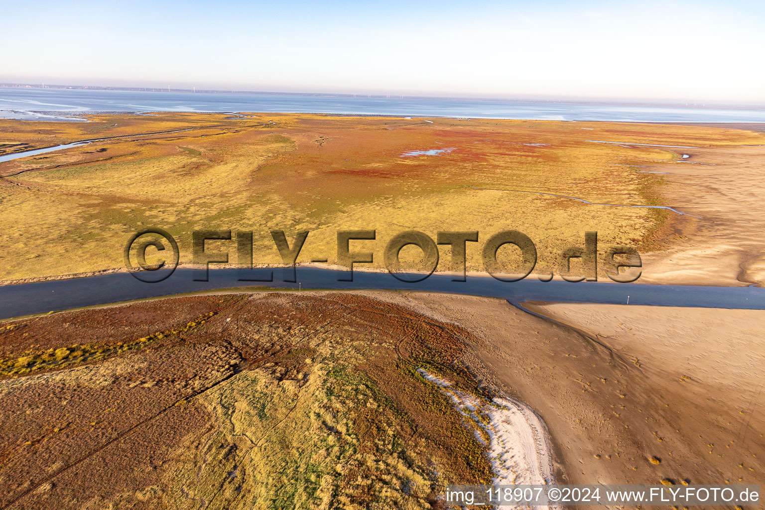 Fanø in the state South Denmark, Denmark from the plane