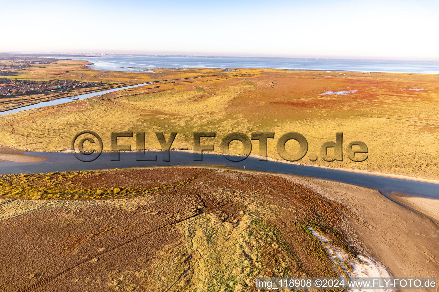 Bird's eye view of Fanø in the state South Denmark, Denmark