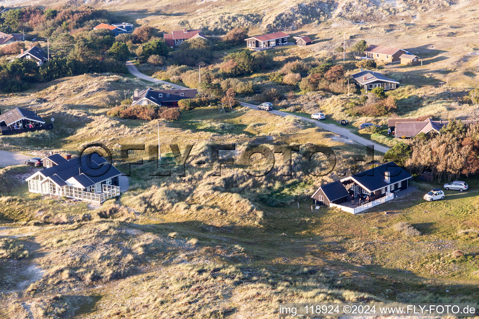 Hyggeligge holiday homes in the dunes in Fanø in the state South Denmark, Denmark from above