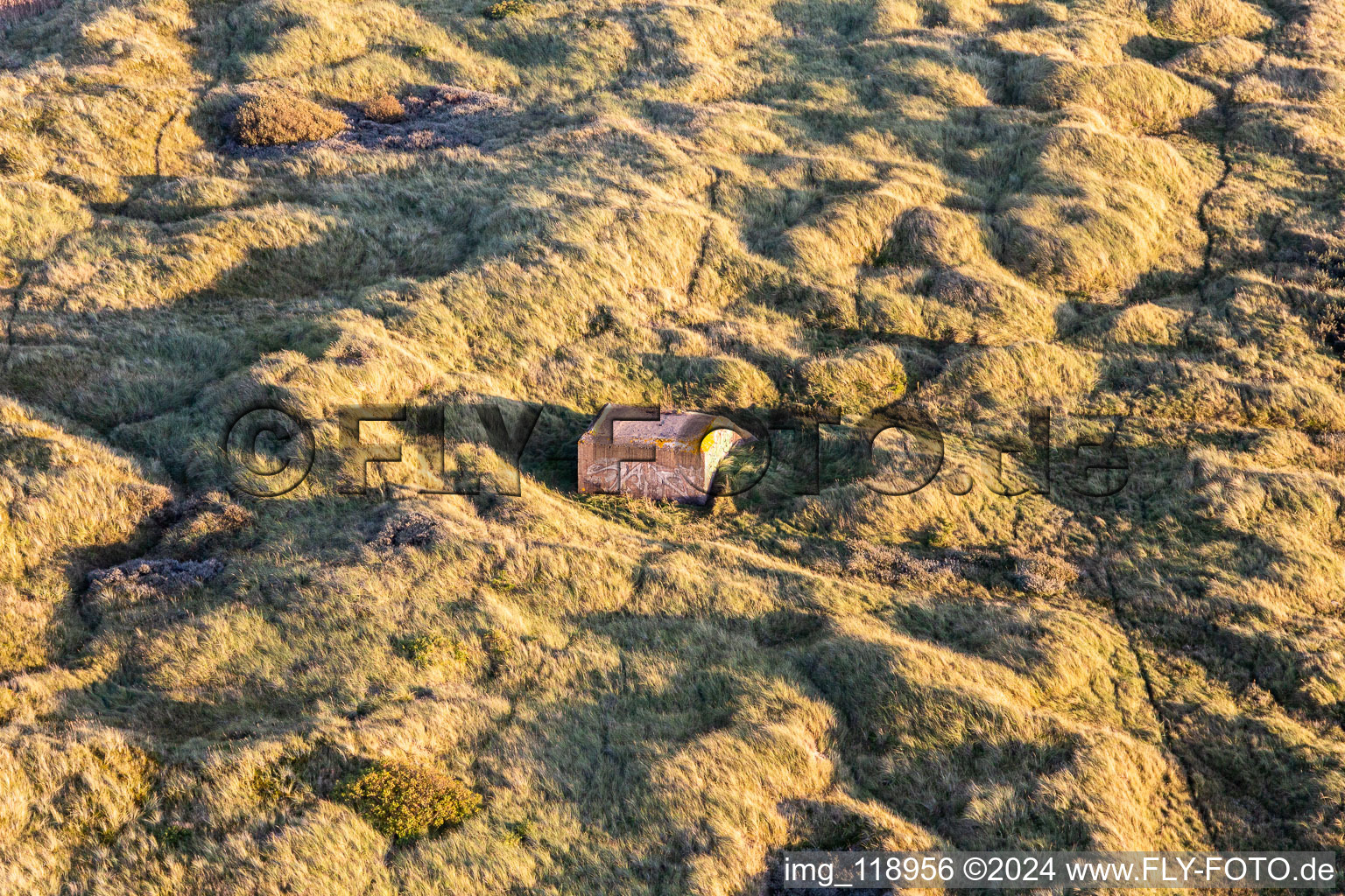 Aerial view of Bunker on the West Coast in Fanø in the state South Denmark, Denmark