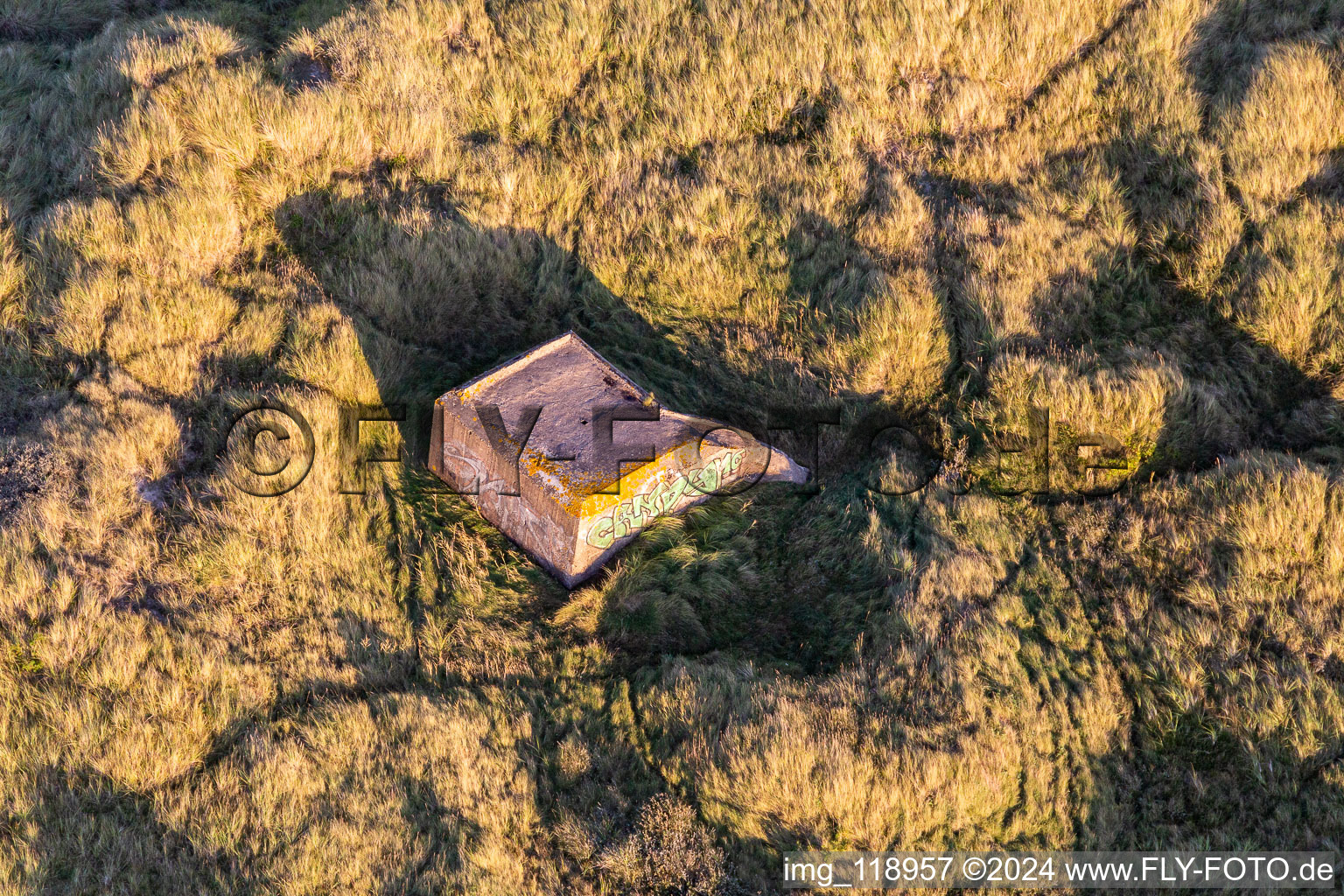 Aerial photograpy of Bunker on the West Coast in Fanø in the state South Denmark, Denmark