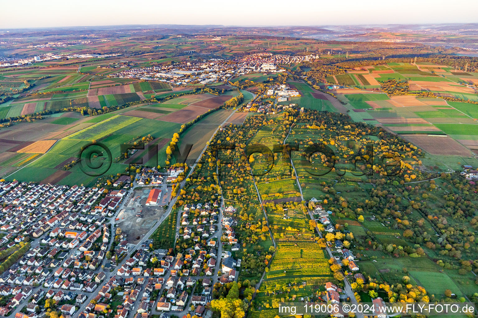 Aerial view of Asperg in the state Baden-Wuerttemberg, Germany