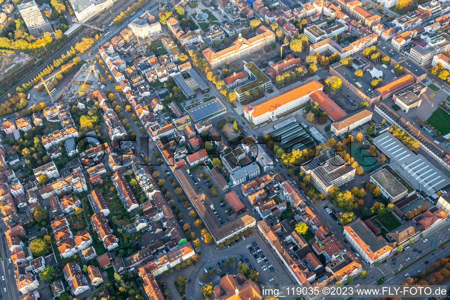 Aerial view of Center in the district Ludwigsburg-Mitte in Ludwigsburg in the state Baden-Wuerttemberg, Germany