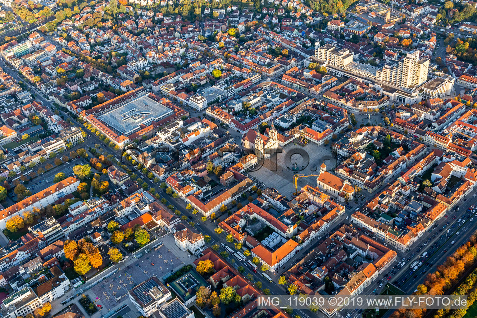 Aerial view of Marketplace in the district Ludwigsburg-Mitte in Ludwigsburg in the state Baden-Wuerttemberg, Germany