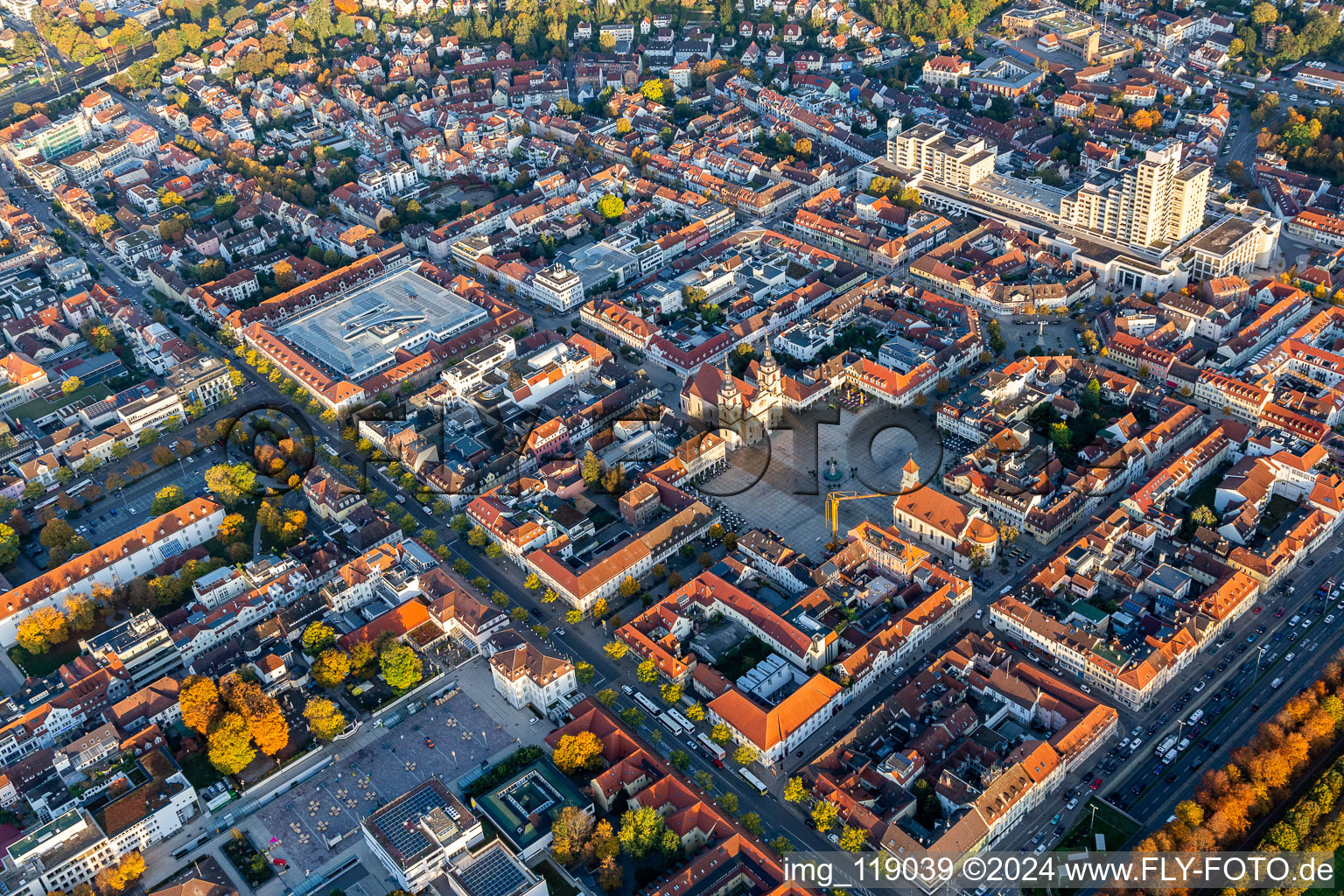 Aerial view of Marketplace in the district Ludwigsburg-Mitte in Ludwigsburg in the state Baden-Wuerttemberg, Germany