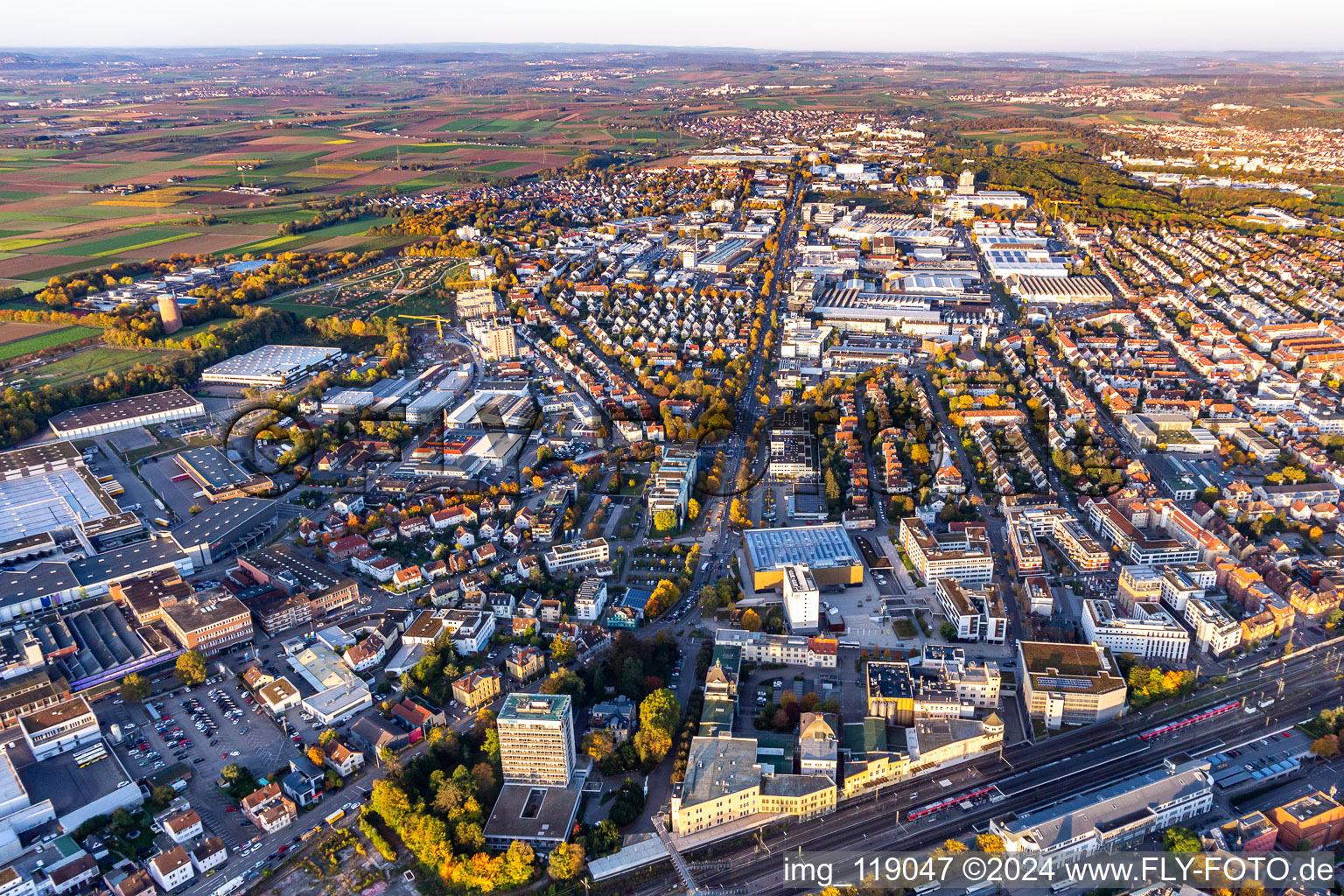 Aerial view of District Pflugfelden in Ludwigsburg in the state Baden-Wuerttemberg, Germany