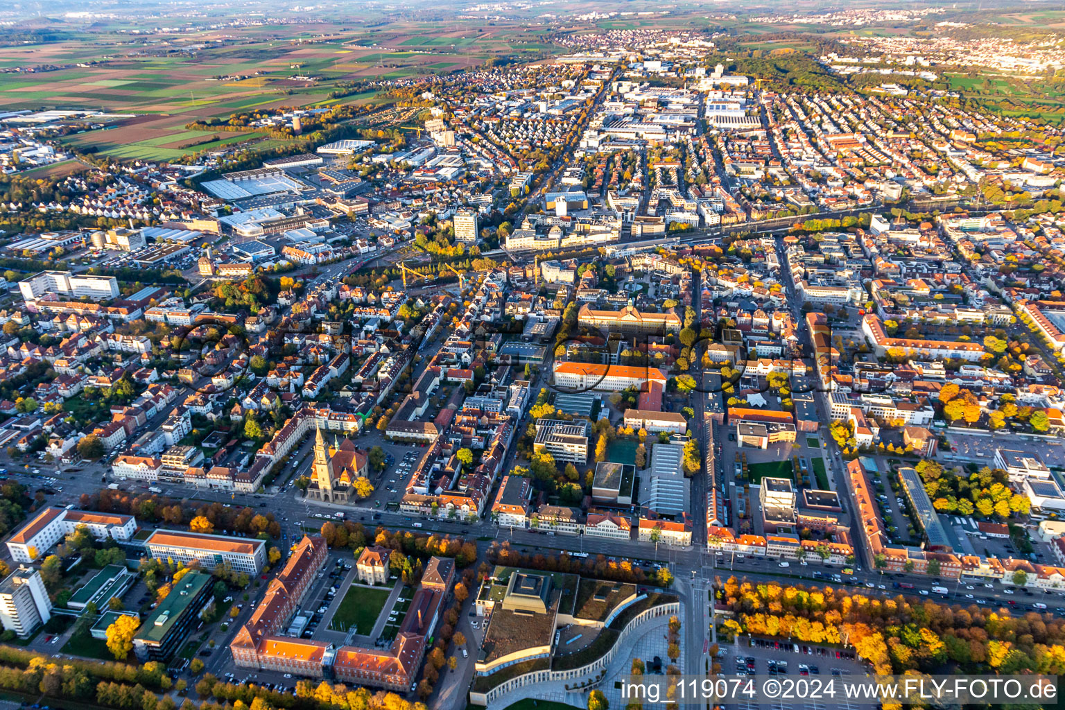 Oblique view of Center in the district Ludwigsburg-Mitte in Ludwigsburg in the state Baden-Wuerttemberg, Germany