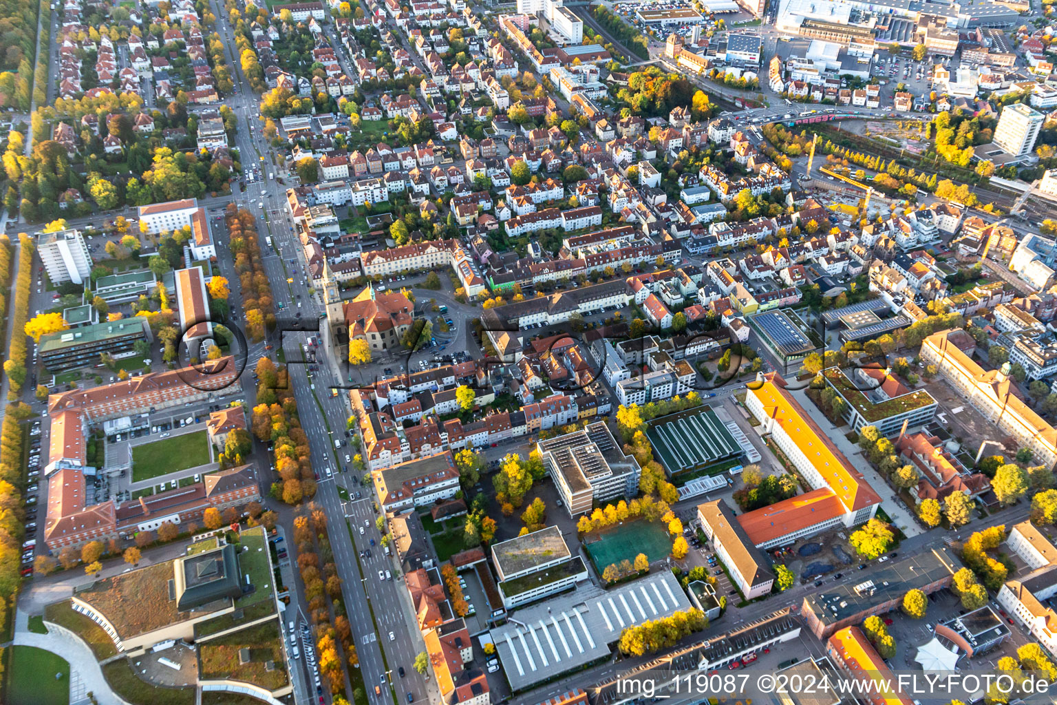 Bird's eye view of Ludwigsburg in the state Baden-Wuerttemberg, Germany