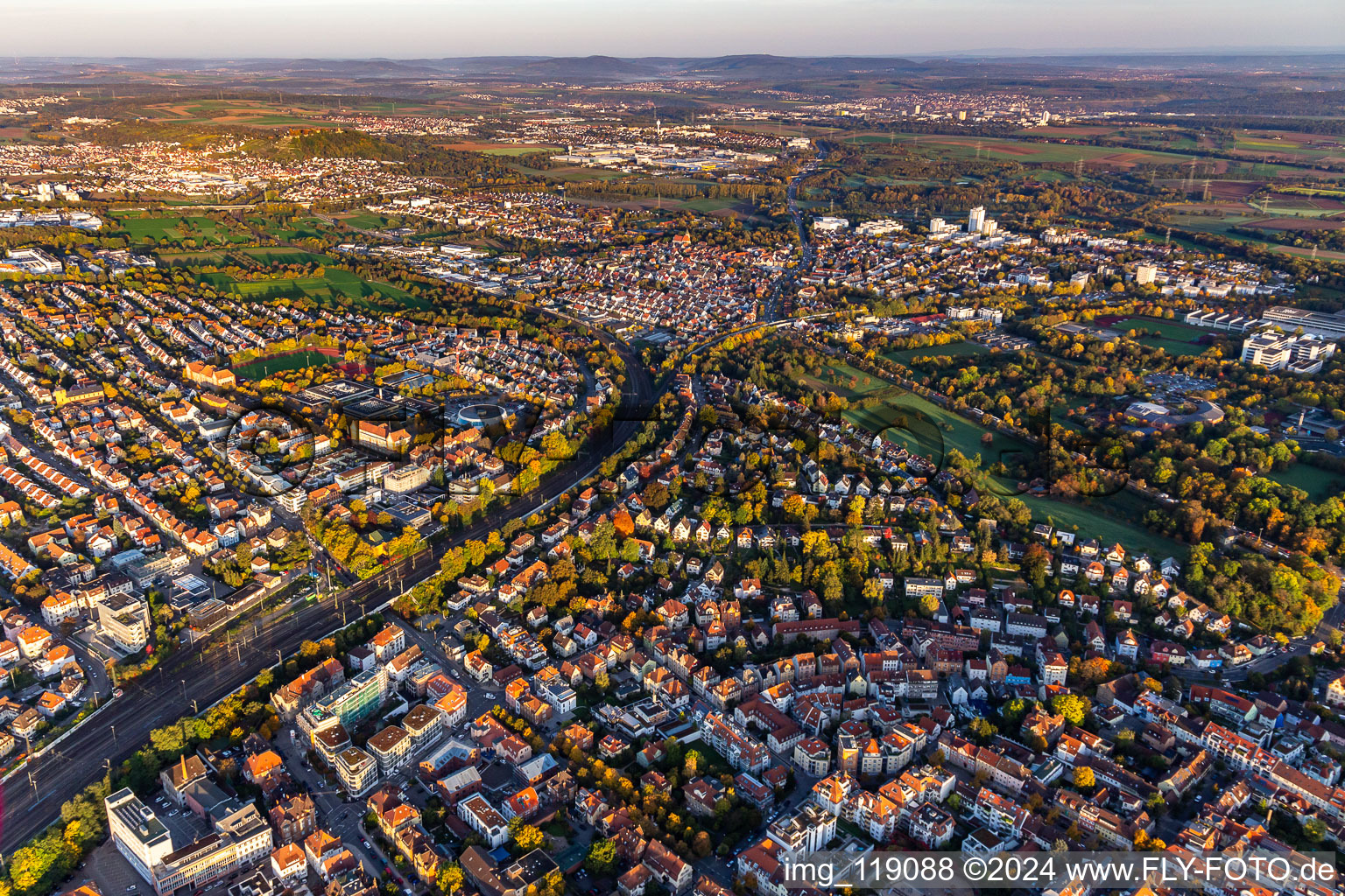 Ludwigsburg in the state Baden-Wuerttemberg, Germany viewn from the air