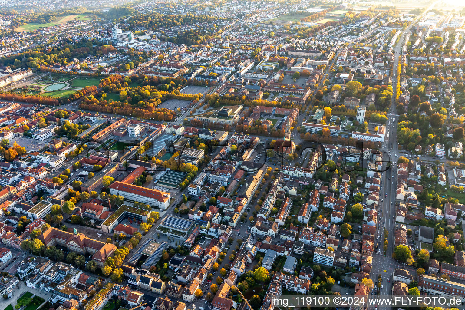 Drone recording of Ludwigsburg in the state Baden-Wuerttemberg, Germany