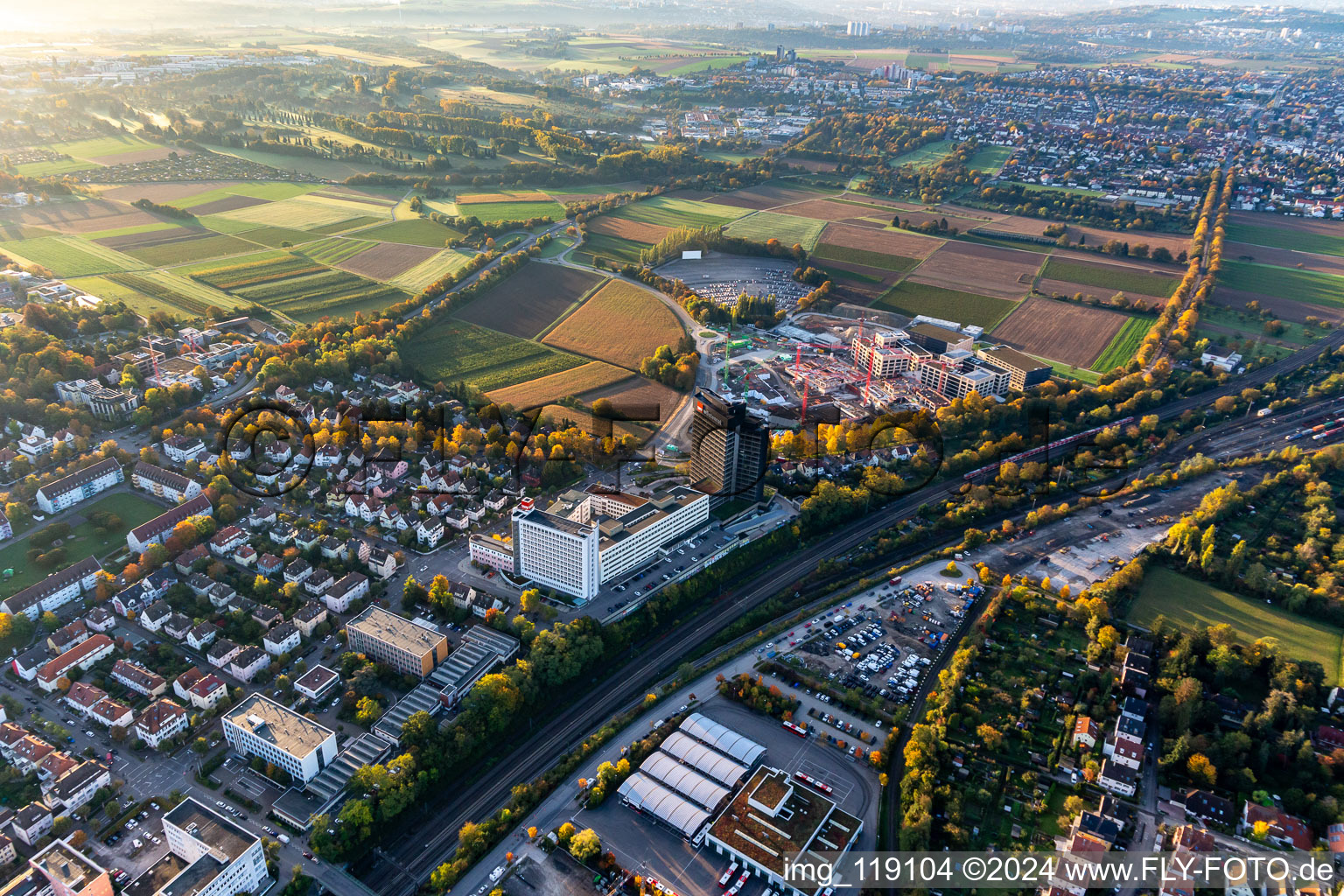 Aerial photograpy of Wüstenrot Building Society in the district Ludwigsburg-Mitte in Ludwigsburg in the state Baden-Wuerttemberg, Germany