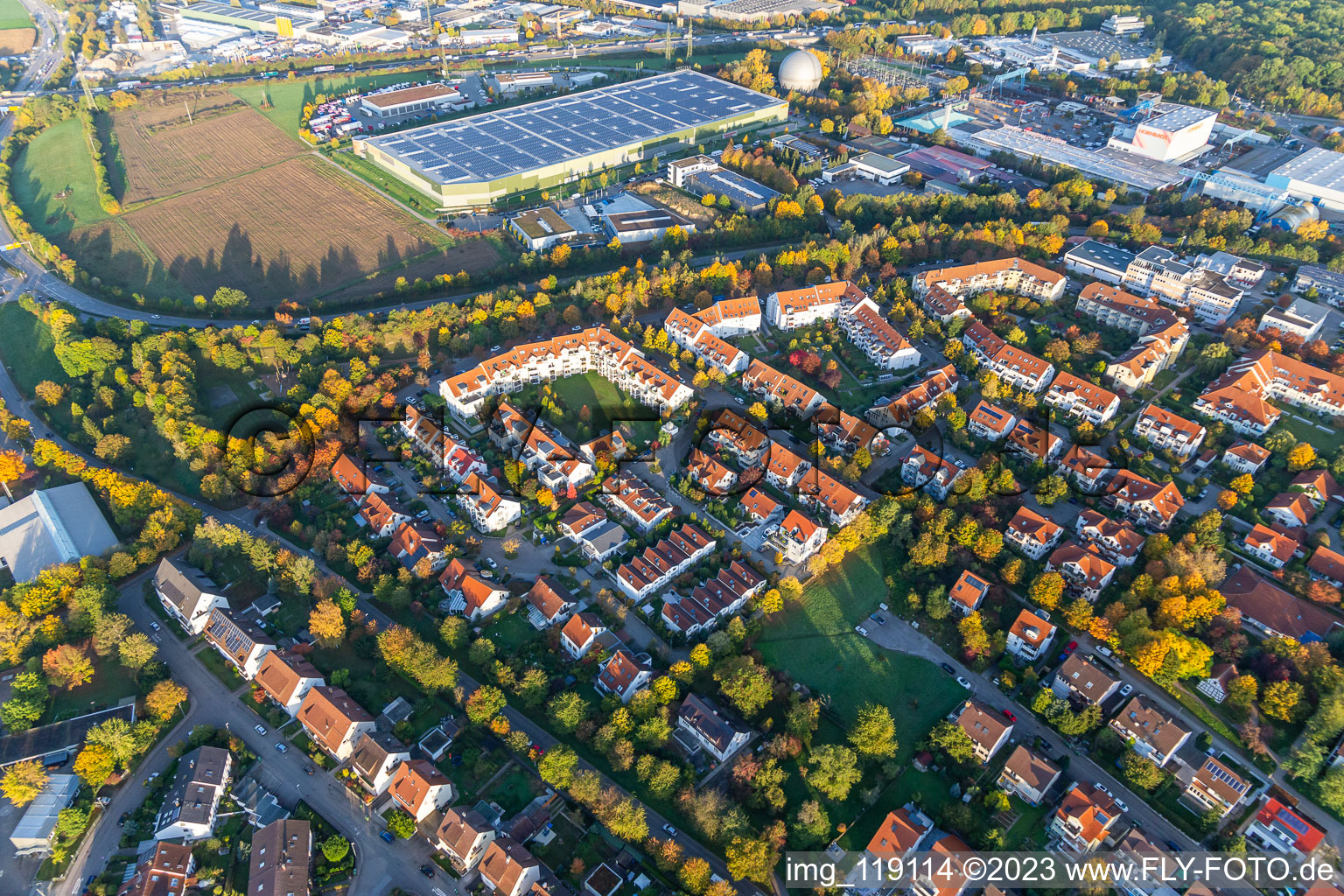 Aerial photograpy of District Pflugfelden in Ludwigsburg in the state Baden-Wuerttemberg, Germany