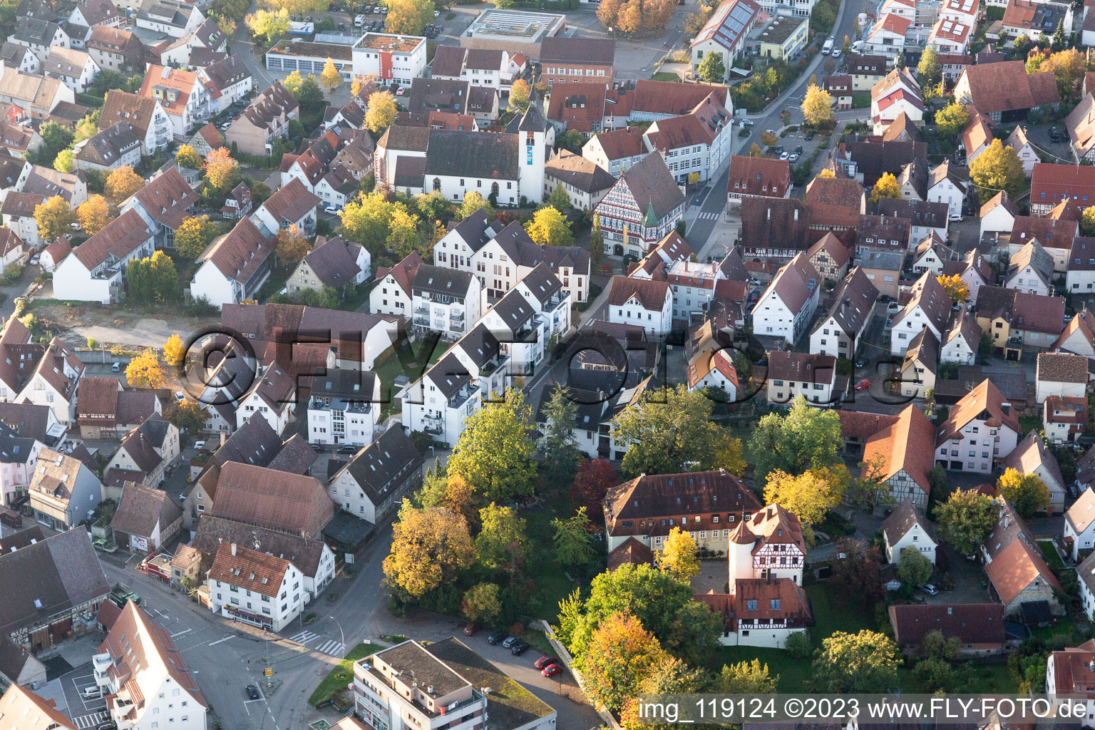 Aerial view of City hall in Korntal-Münchingen in the state Baden-Wuerttemberg, Germany