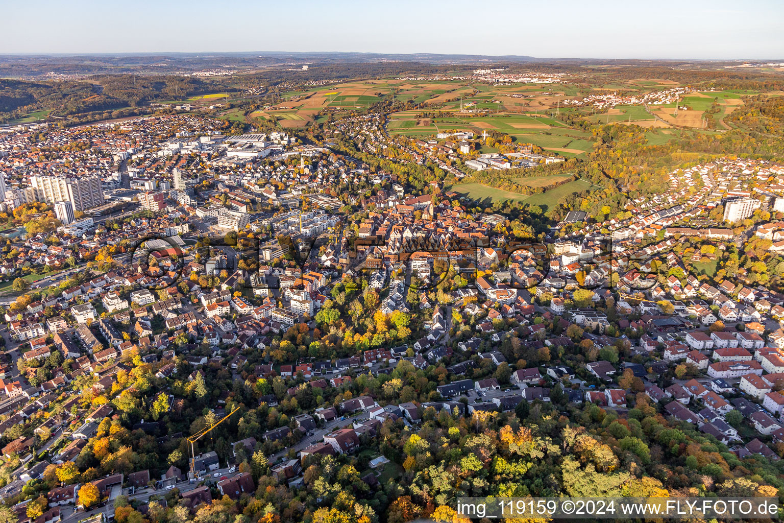 Aerial photograpy of Leonberg in the state Baden-Wuerttemberg, Germany