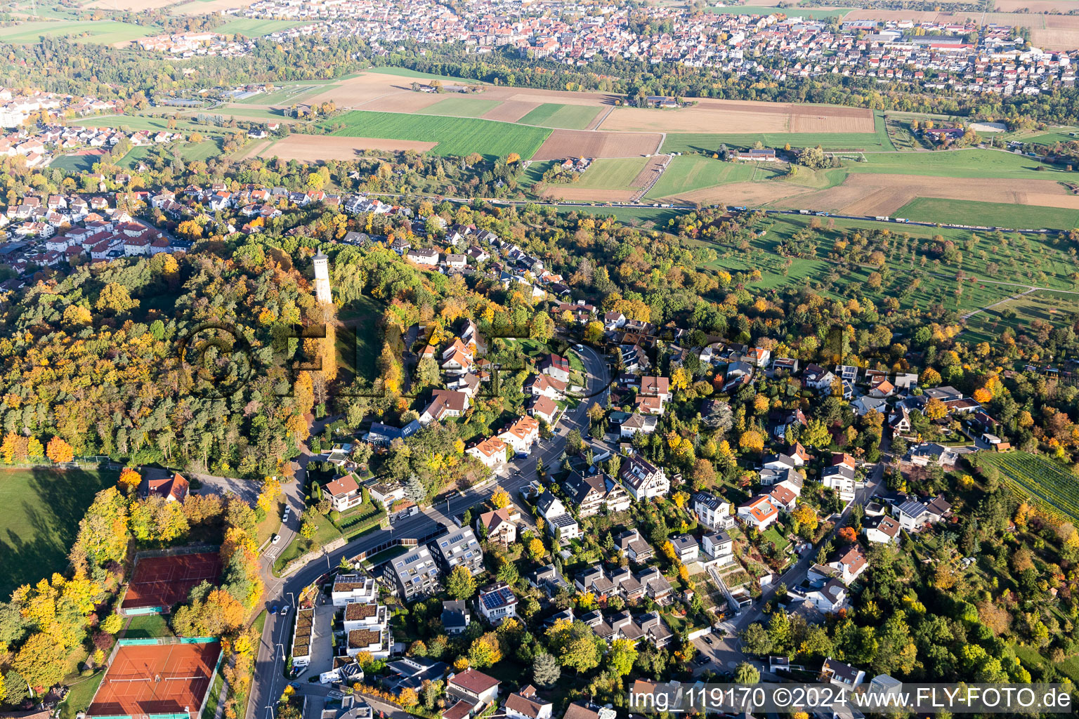 Aerial photograpy of Engelberg in Leonberg in the state Baden-Wuerttemberg, Germany