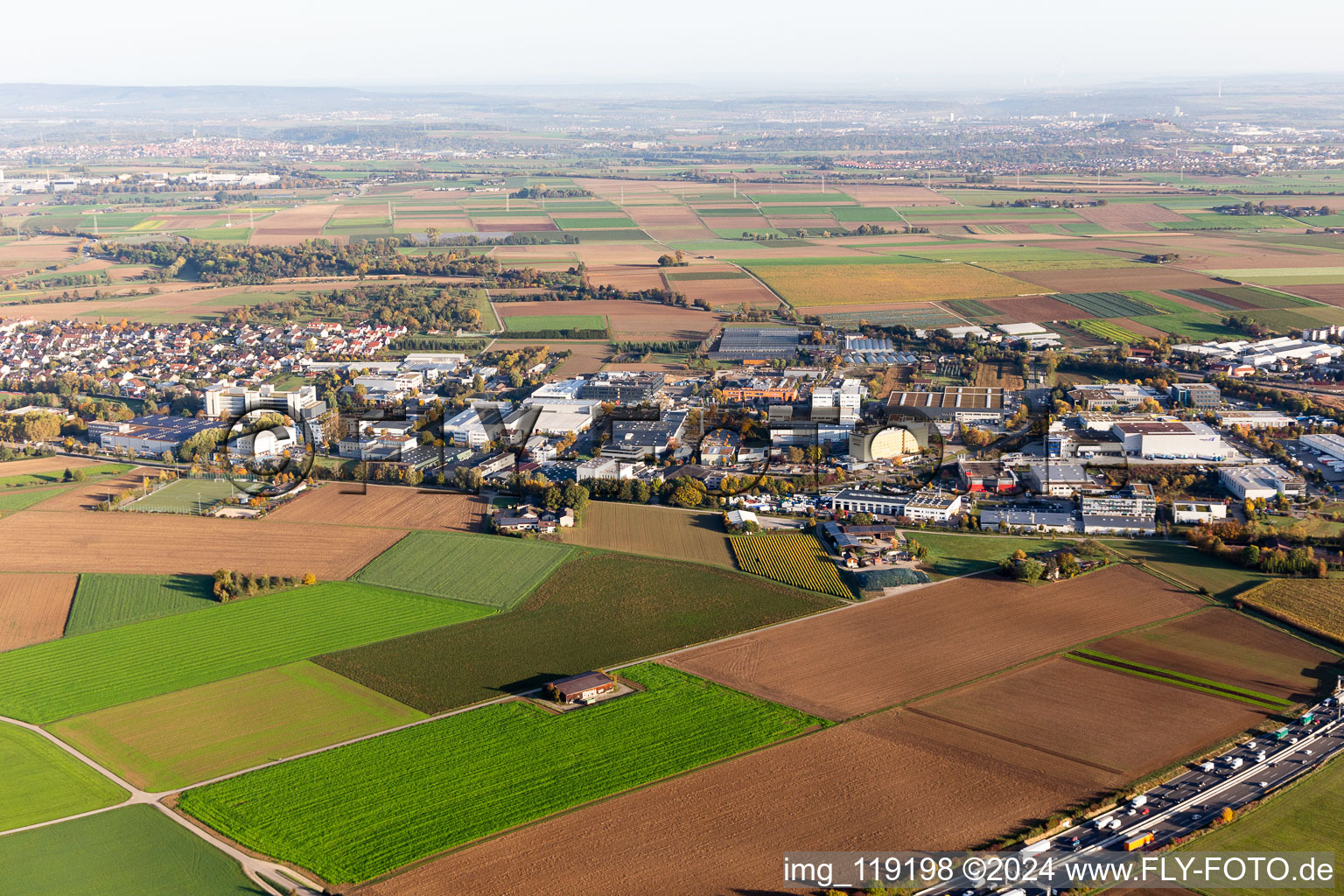 Industrial area on the A81 in Korntal-Münchingen in the state Baden-Wuerttemberg, Germany