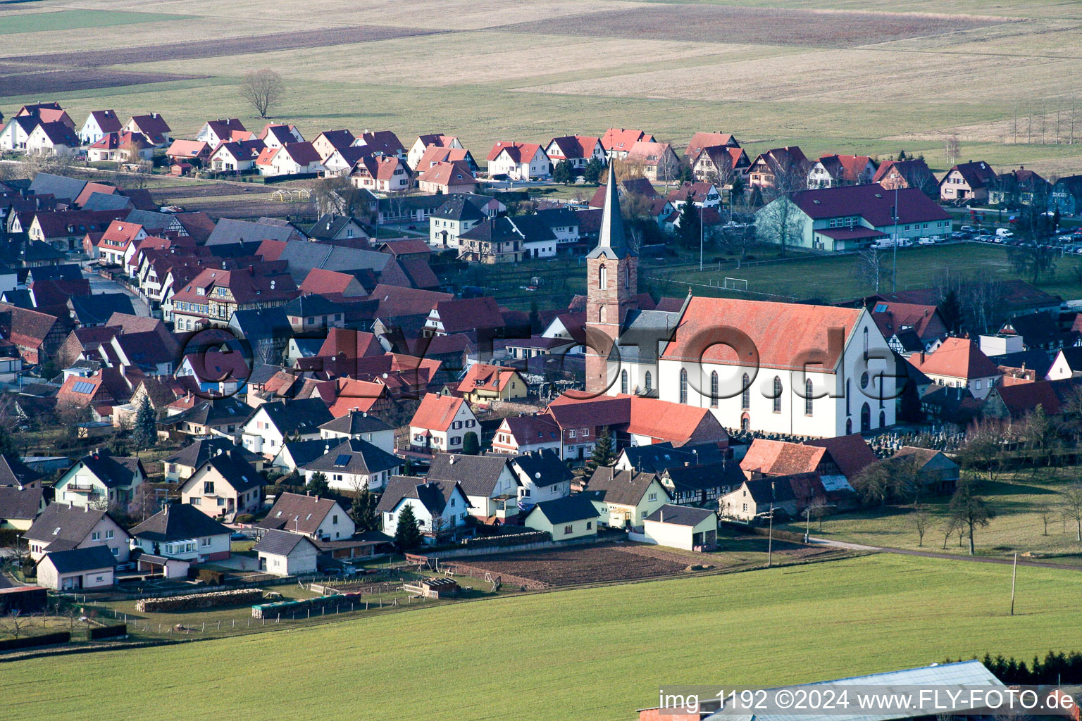 Drone recording of Schleithal in the state Bas-Rhin, France